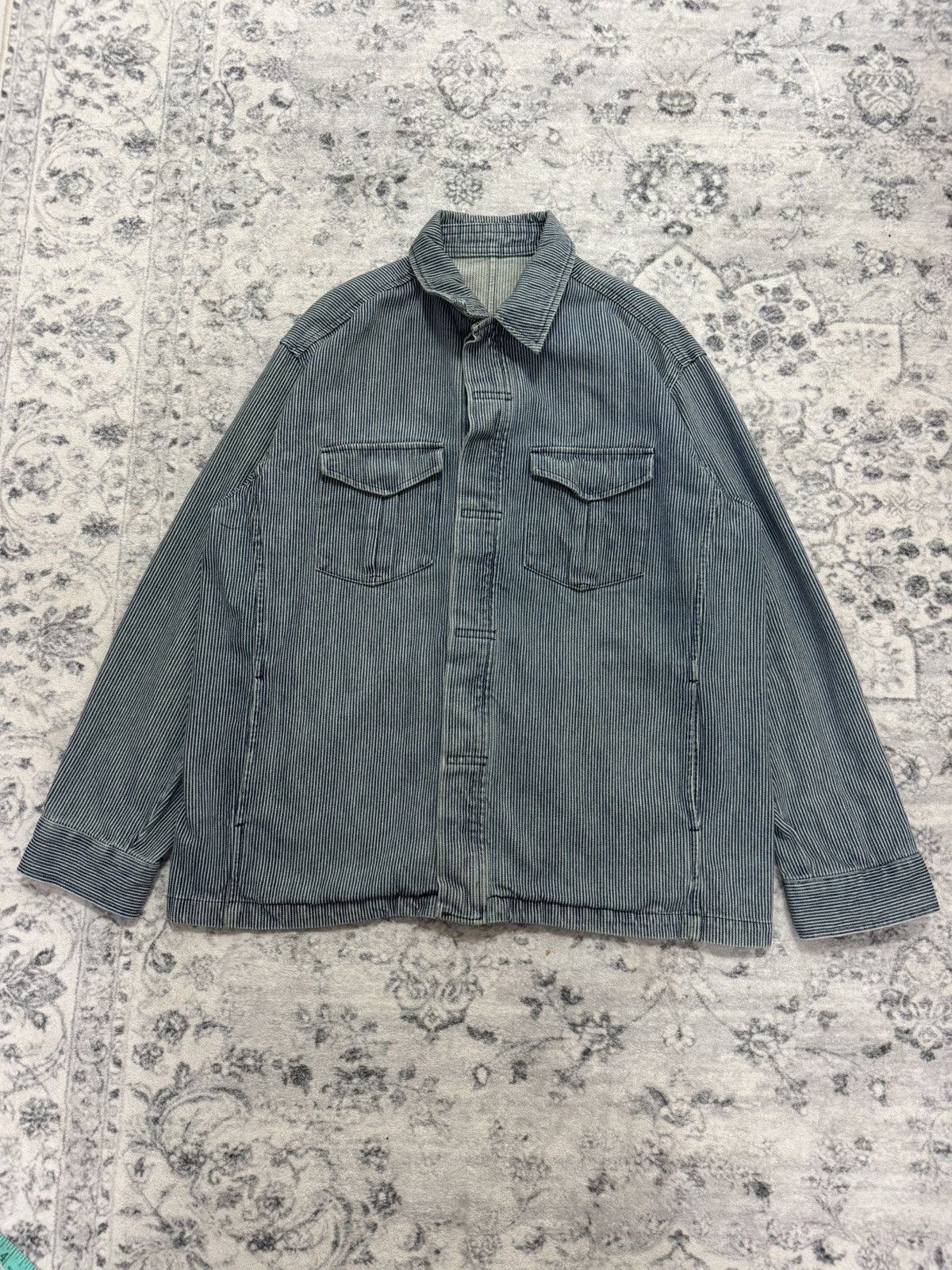 Japanese Brand VINTAGE BC FACTORY HICKORY SLASH POCKET JACKET Size US L / EU 52-54 / 3 - 1 Thumbnail