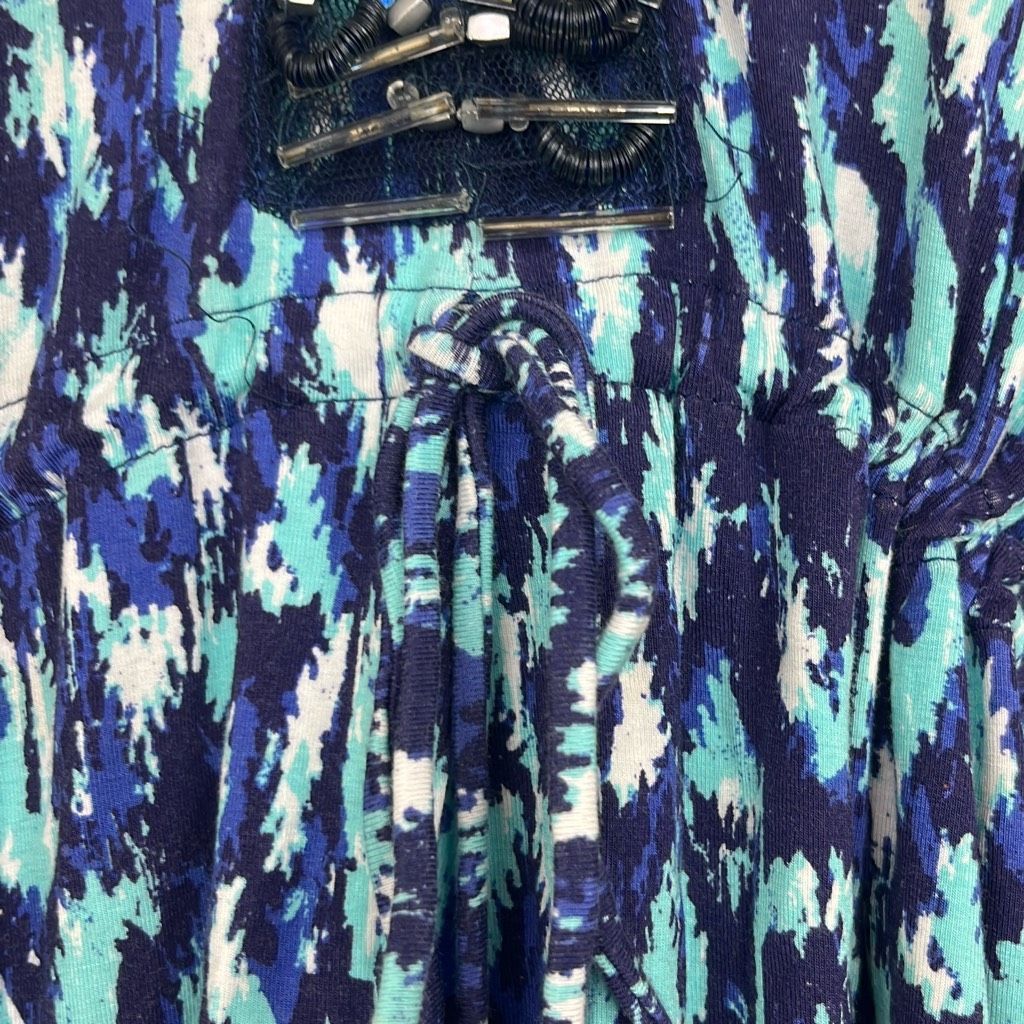 Other Cabana Life Small Blue Print Beaded Drawstring Batwing Sleev Size S / US 4 / IT 40 - 6 Thumbnail