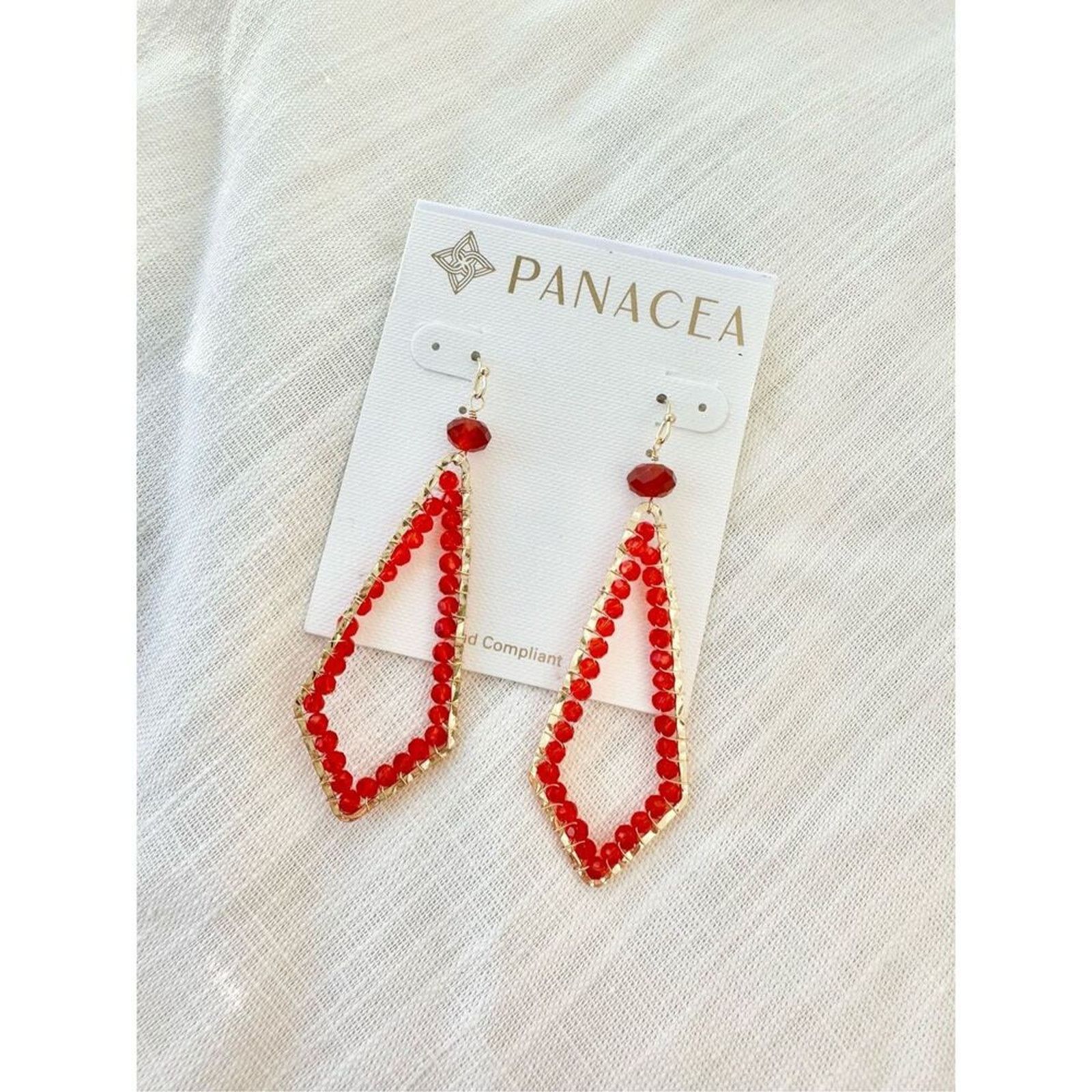 Nordstrom Panacea Red Beaded Dangle Boho Earrings Size ONE SIZE - 2 Thumbnail