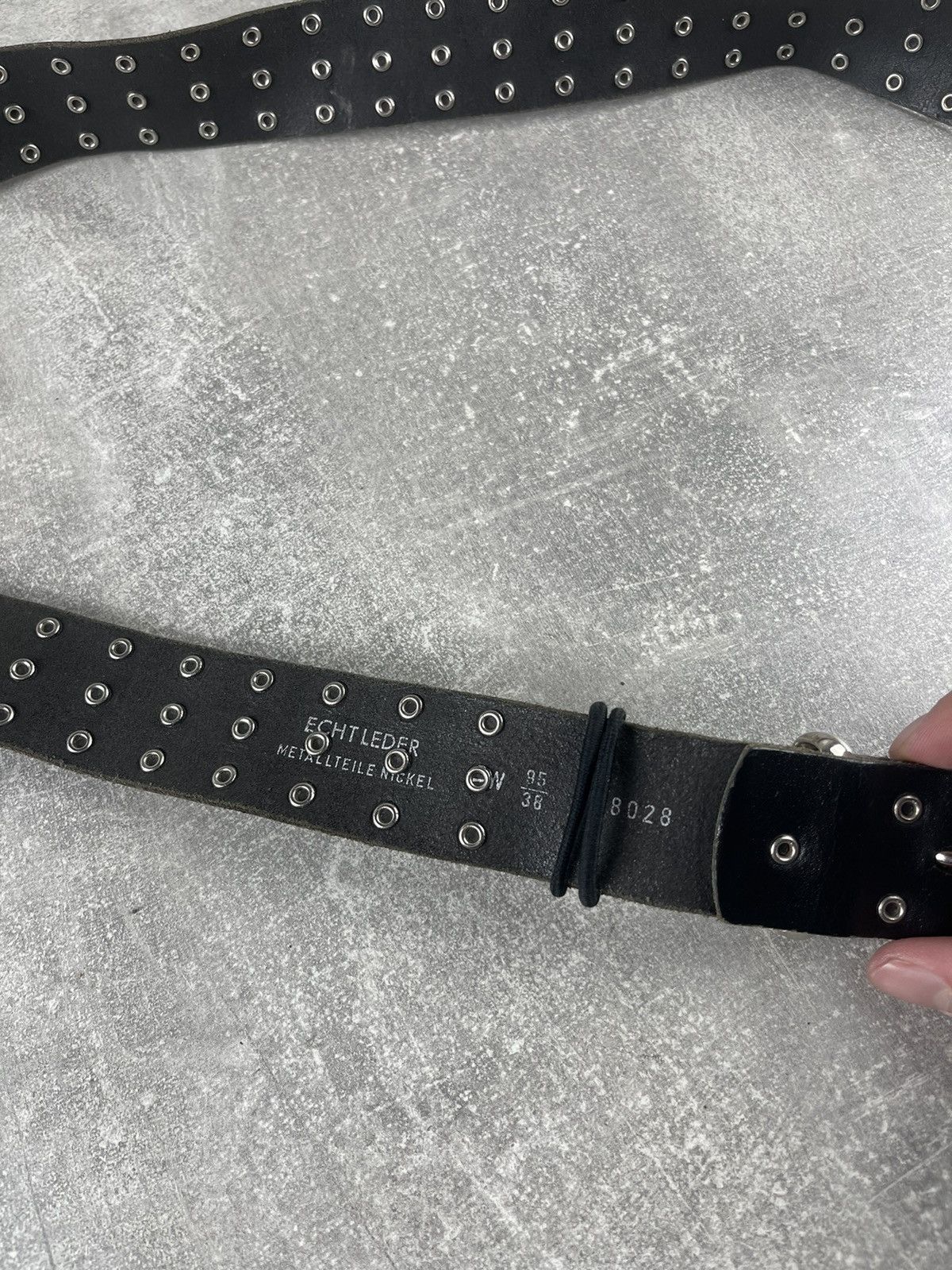 Vintage Y2K Studded Leather Belt Black Punk Wide Grommet Belt Size ONE SIZE - 4 Thumbnail