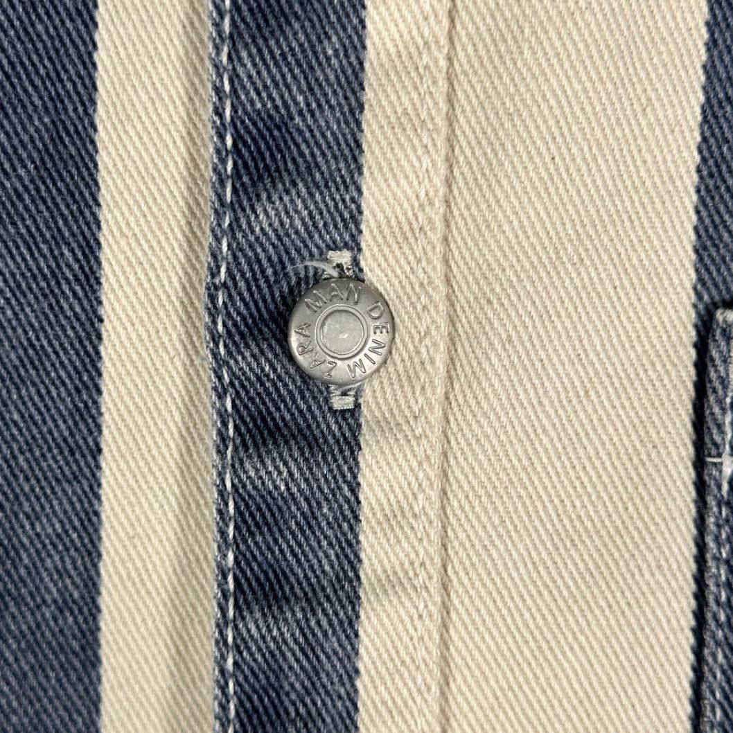 Zara Zara Shirt Adult SMALL Blue White Striped Denim Jean Graffiti Dance Days Away Size US S / EU 44-46 / 1 - 5 Thumbnail