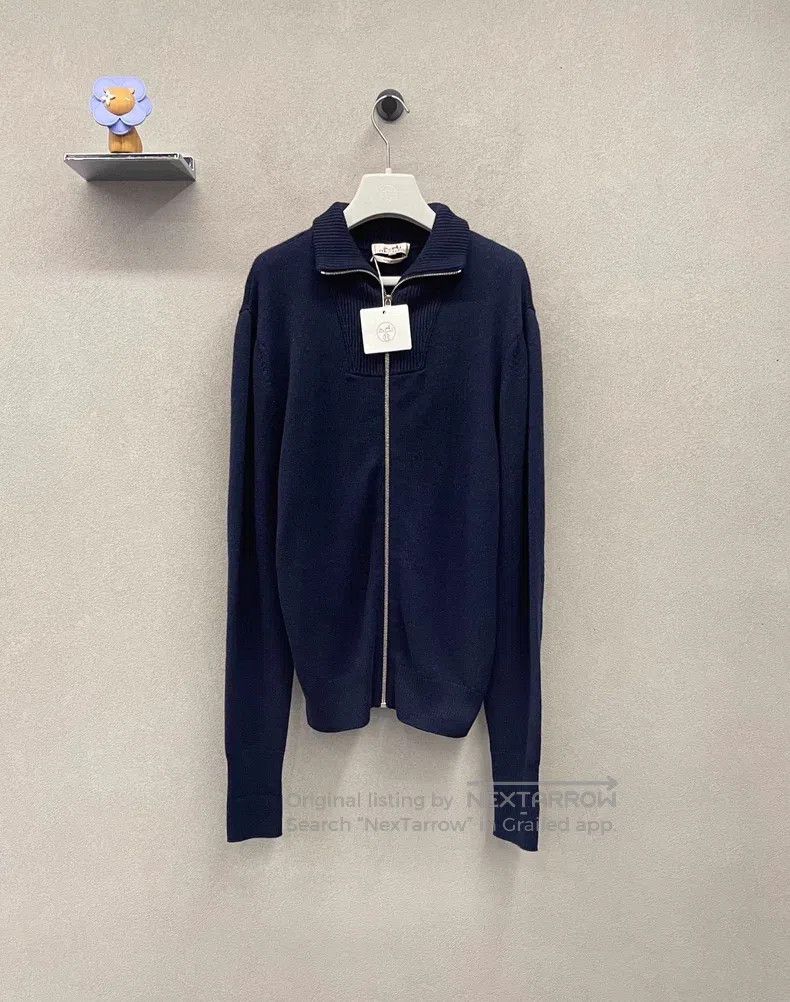 Hermes Hermes Navy Blue Knit Jacket Size US M / EU 48-50 / 2 - 1 Thumbnail