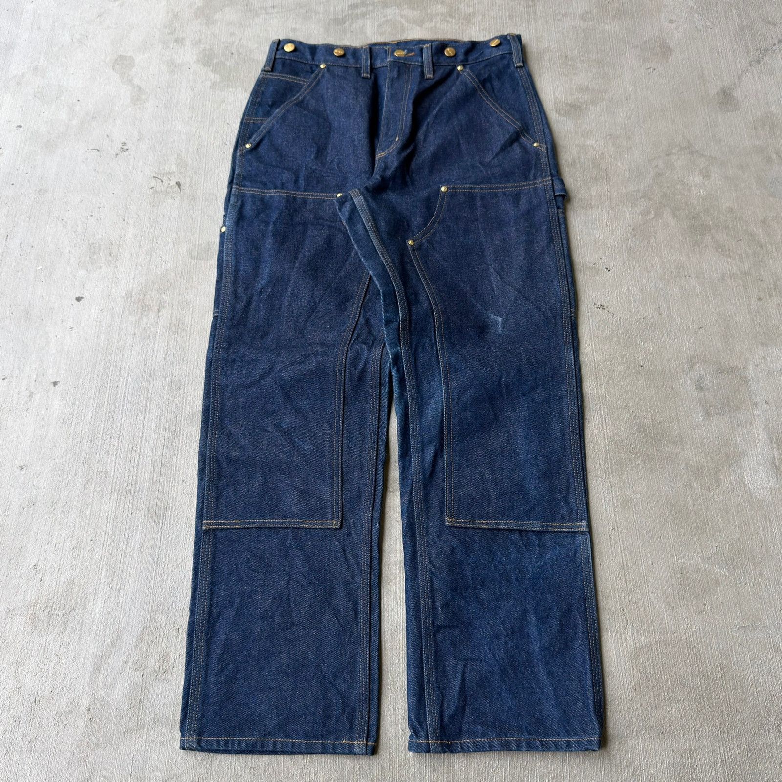 Carhartt × Vintage Carhartt denim blue jean double knee work carpenter pants Size US 35 - 1 Thumbnail