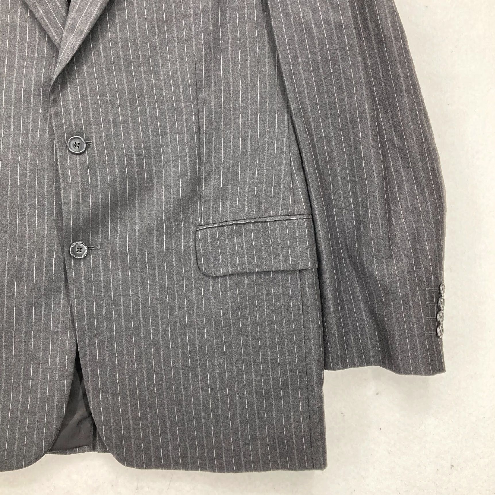 Jack Victor Jack Victor Montreal Loro Piana Wool Sport Coat Blazer Mens 44R Black Striped Size 44R - 3 Thumbnail