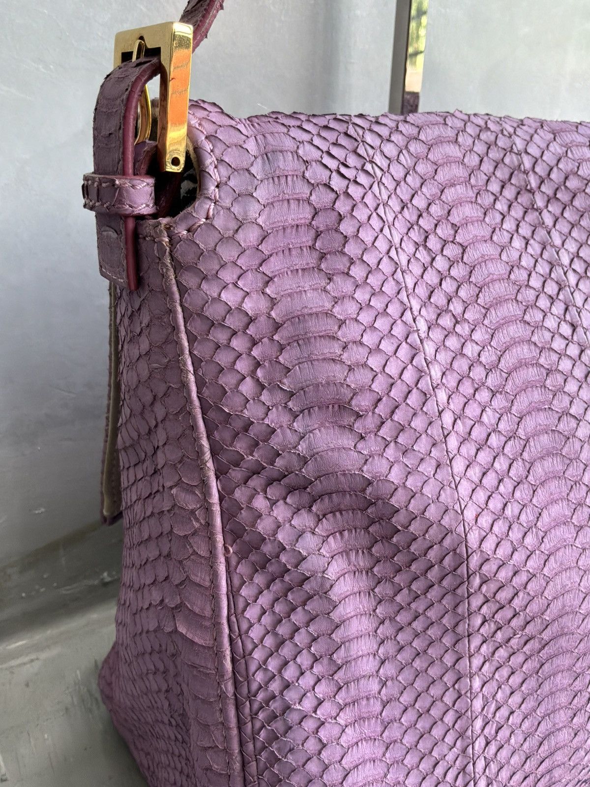 Fendi Fendi - Large Mamma Baguette - Python Leather Shoulder Bag Size ONE SIZE - 14 Thumbnail