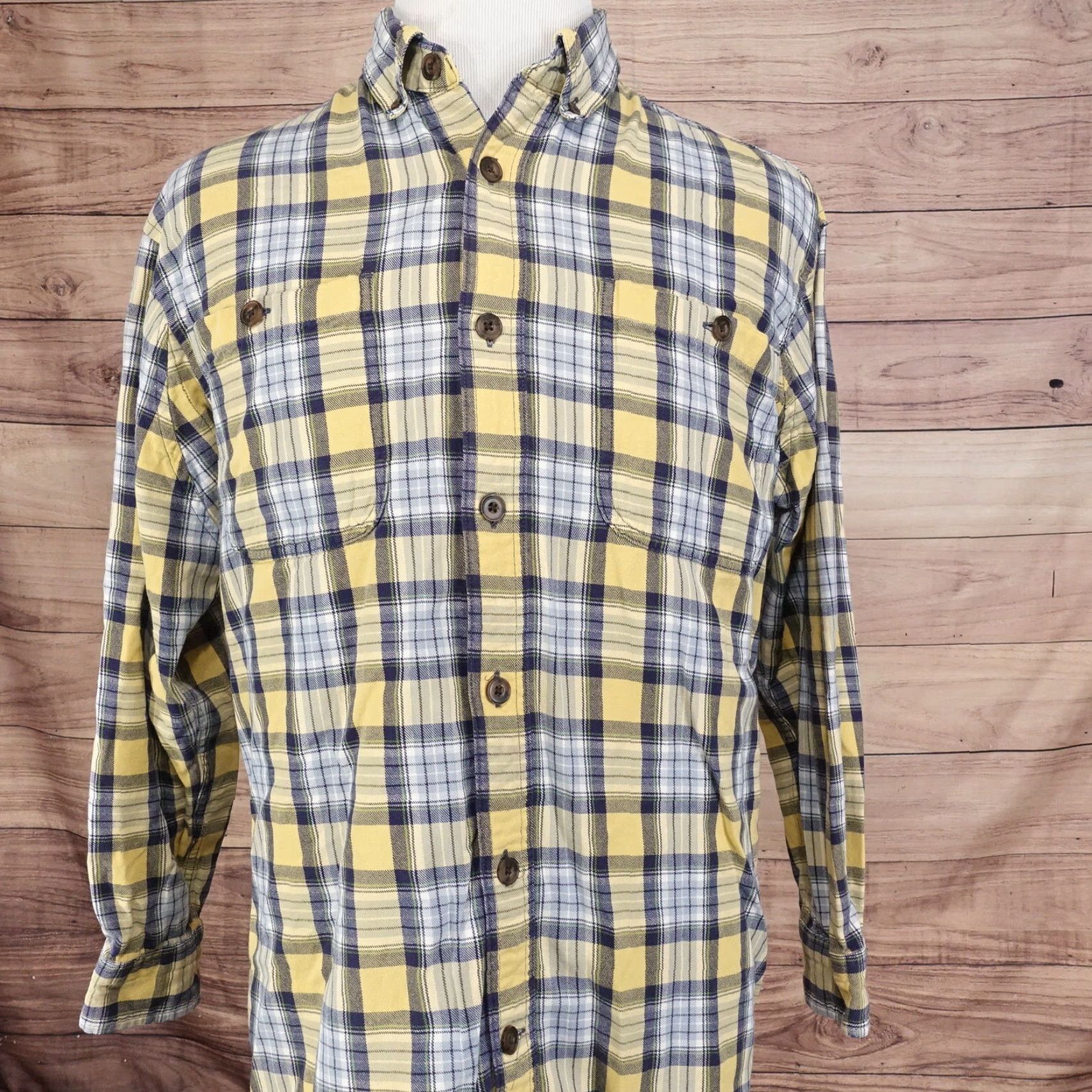 CO VINTAGE Duluth Men's Button-Up Flannel Shirt Adult Large Yellow Plaid Work Casual Winter Size US L / EU 52-54 / 3 - 3 Thumbnail