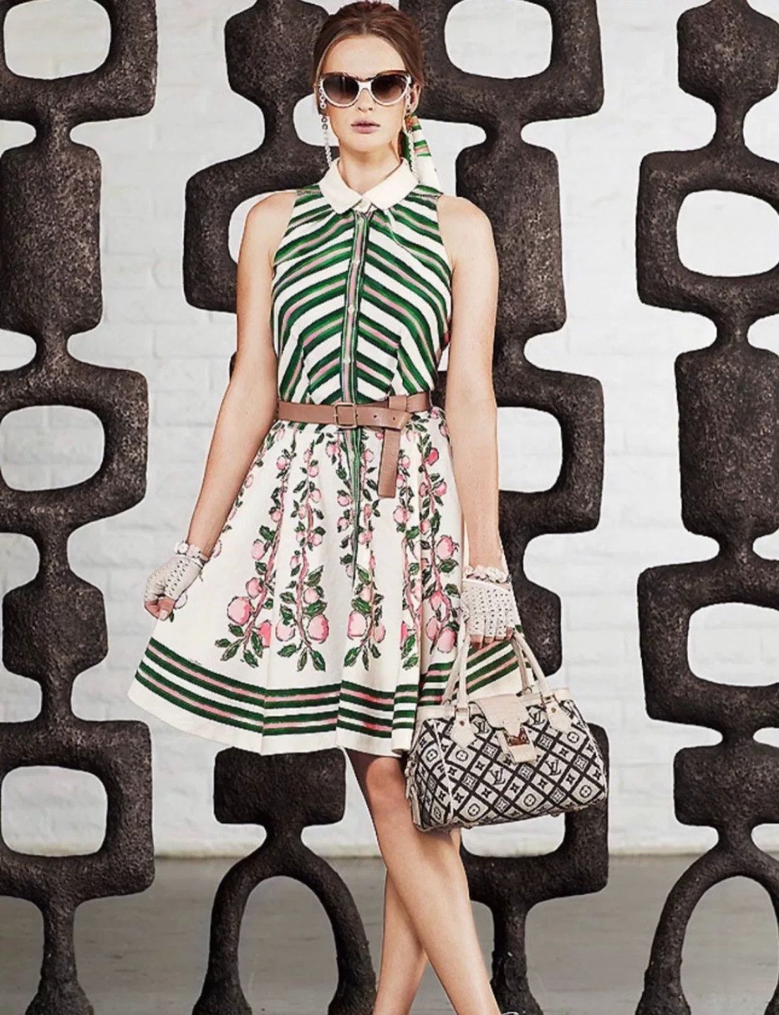 Louis Vuitton Louis Vuitton Floral Stripe Silk Dress Size S / US 4 / IT 40 - 1 Thumbnail