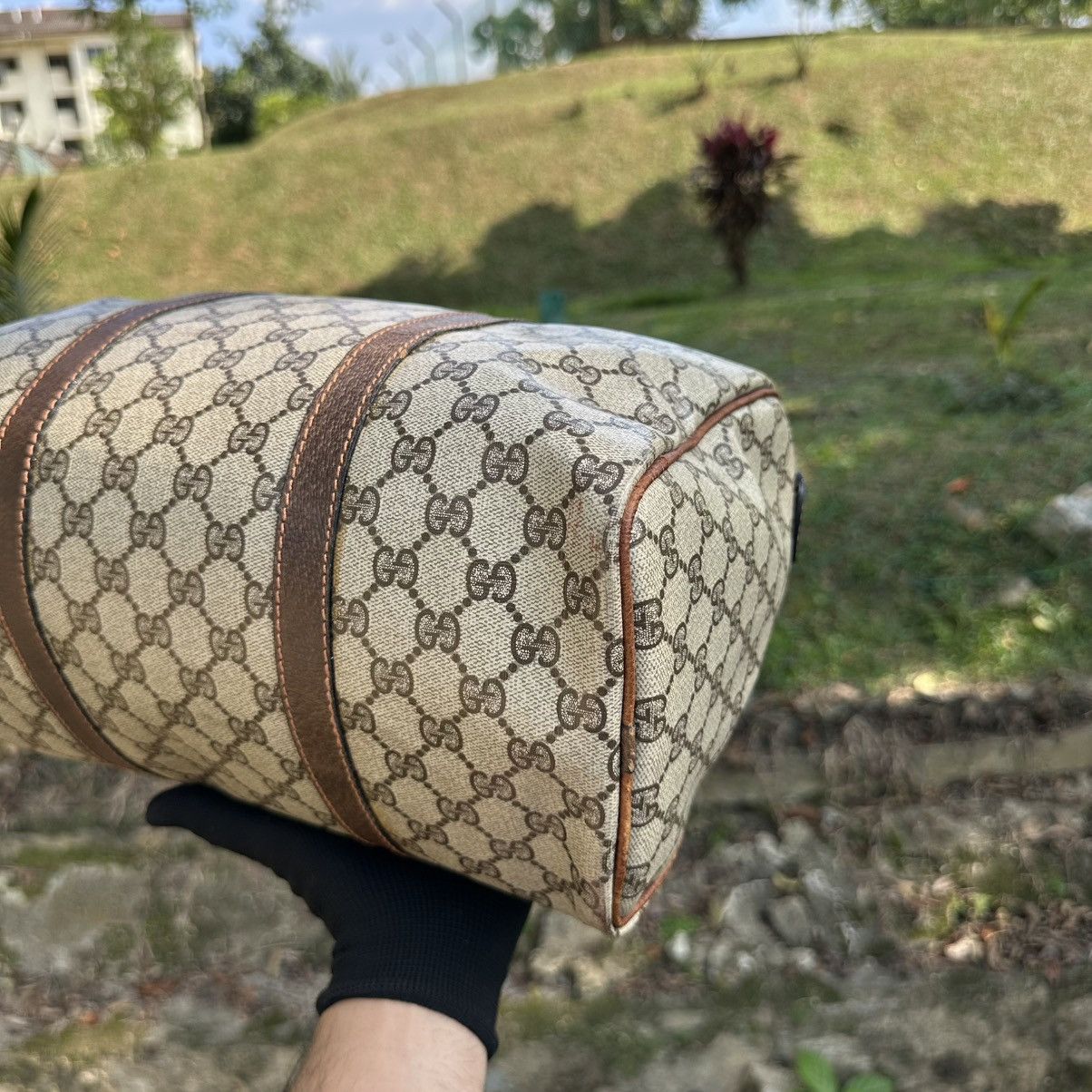 Gucci Vintage Gucci Monogram Boston Bag Canvas Shelly Line Size ONE SIZE - 8 Thumbnail