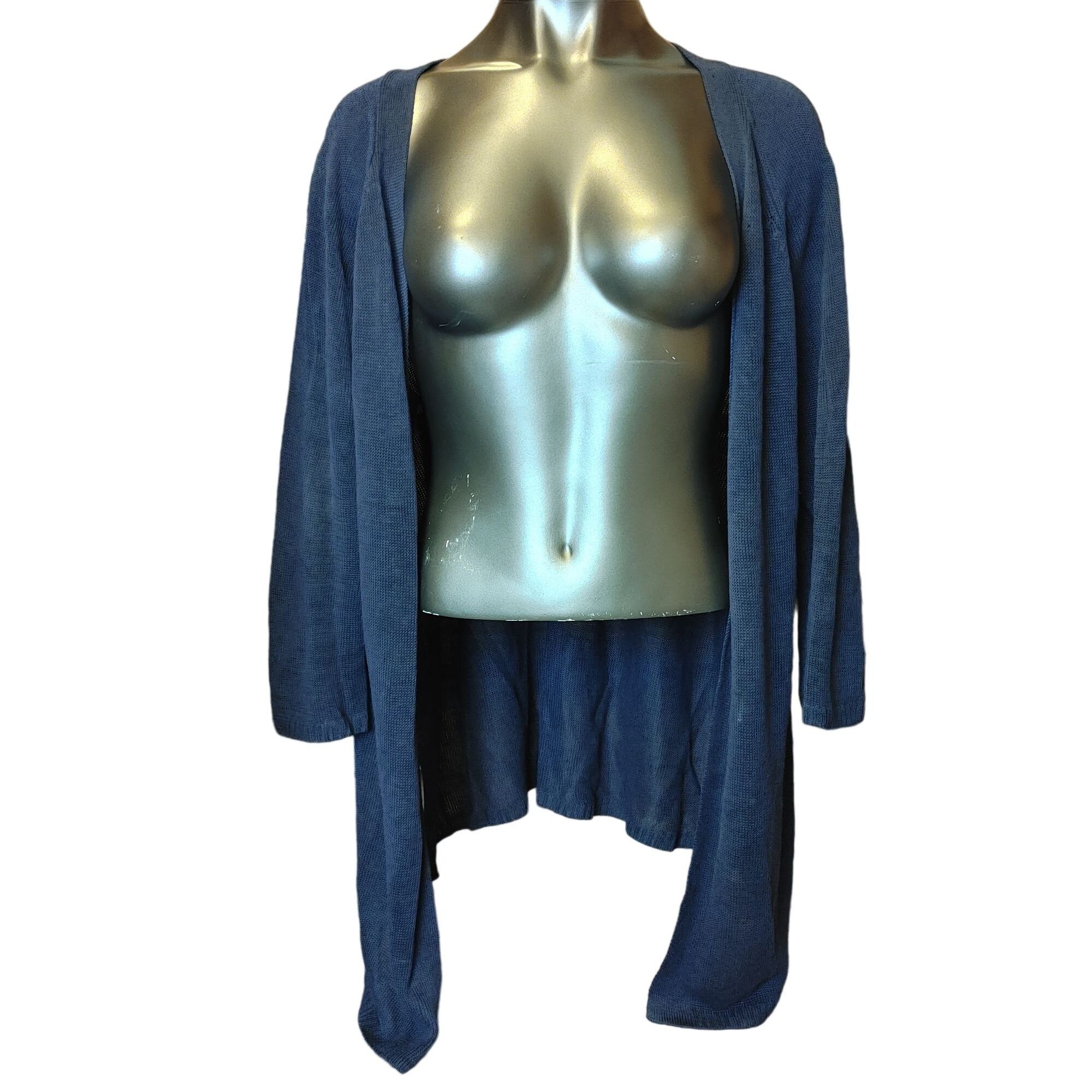 Talbots TALBOTS Womens 1X Blue Linen Knit Open Front Long Sleeve Lon Size XL / US 12-14 / IT 48-50 - 1 Thumbnail