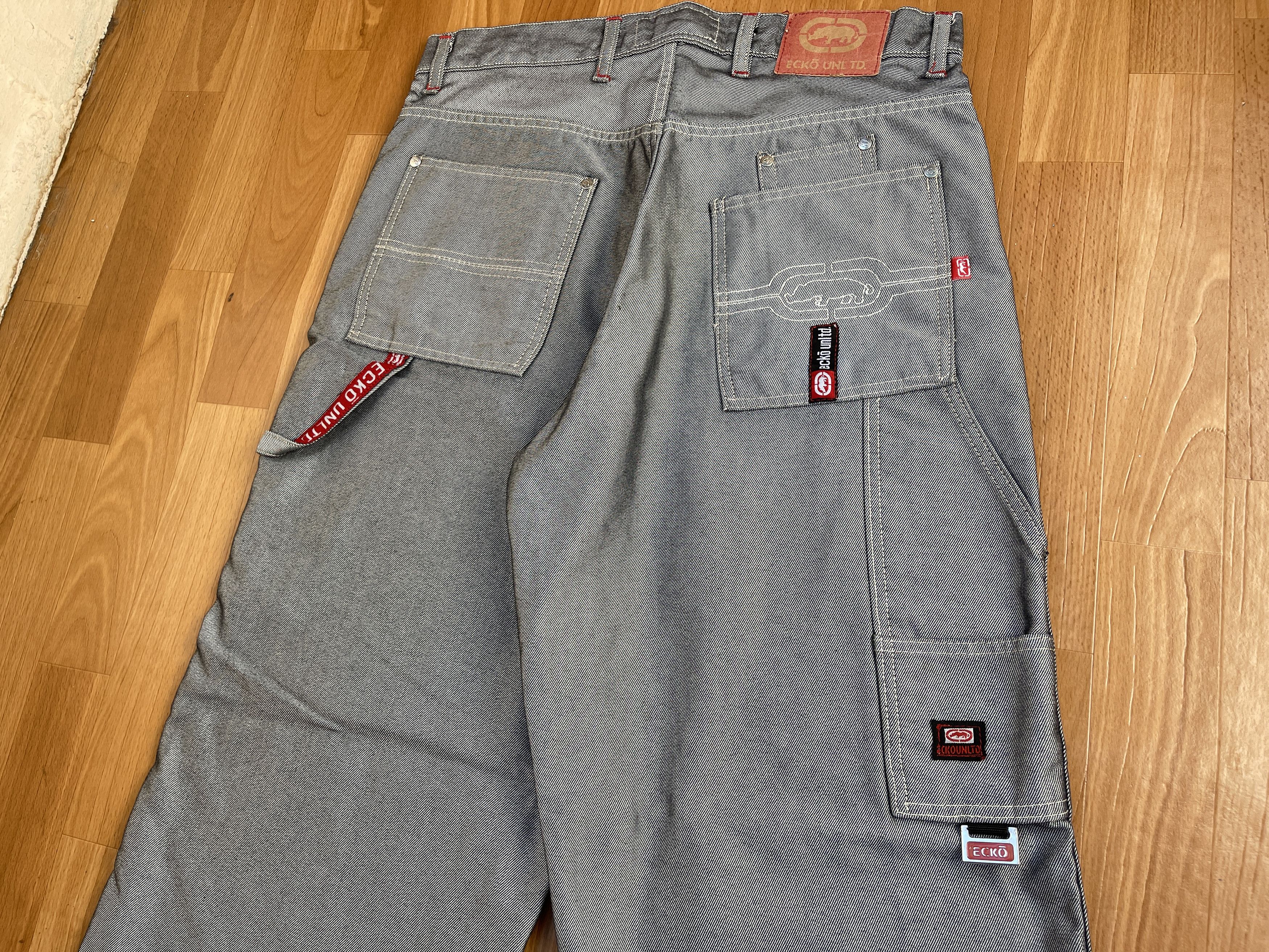 Ecko Unltd. Ecko Unltd jeans, shiny silver metallic vintage baggy Y2K 34 Size US 34 / EU 50 - 6 Thumbnail