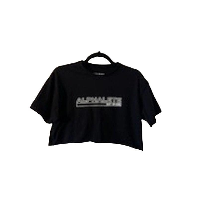 Alphalete Athletics Alphalete Cropped T-ShirtGraphic Logo Black Size Large Size L / US 10 / IT 46 - 1 Thumbnail