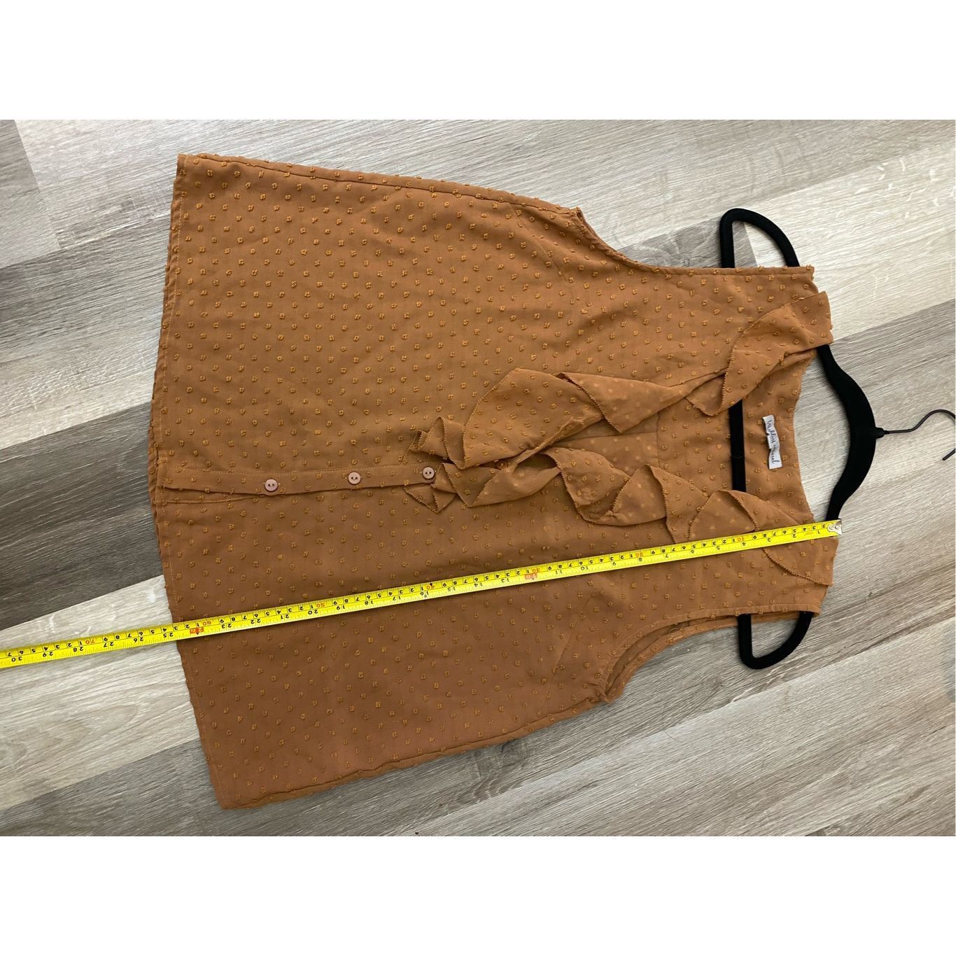 Aether Apparel Wishlist Apparel Ruffle Burnt Orange Dot Button Sleeveless B Size L / US 10 / IT 46 - 2 Thumbnail