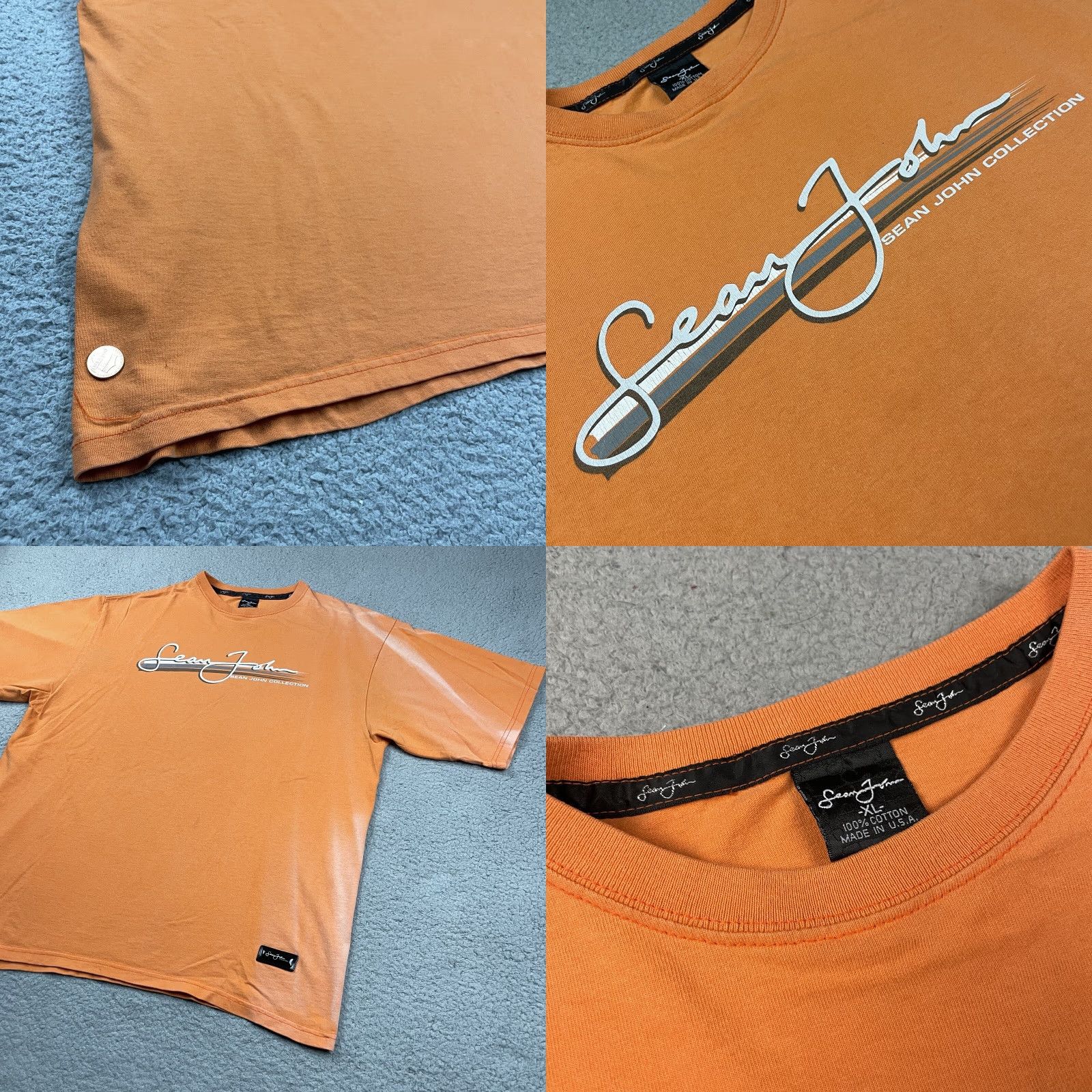 Sean John VINTAGE Sean John TShirt Adult XL Orange Hip Hop Streetwear Men’s Spell Out USA* Size US XL / EU 56 / 4 - 9 Thumbnail