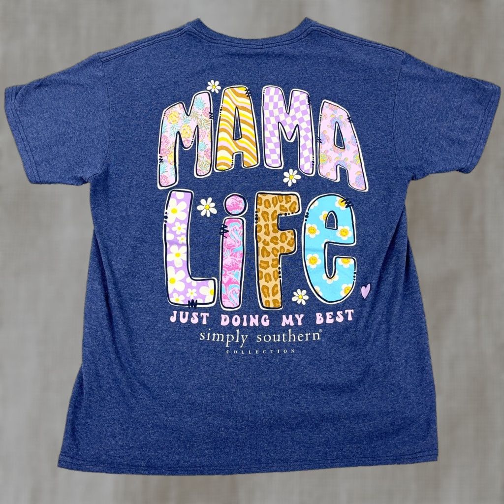 Vintage Simply Southern Shirt Women Medium Blue Mom Life T-Shirt Casual Short Sleeve Size M / US 6-8 / IT 42-44 - 1 Thumbnail