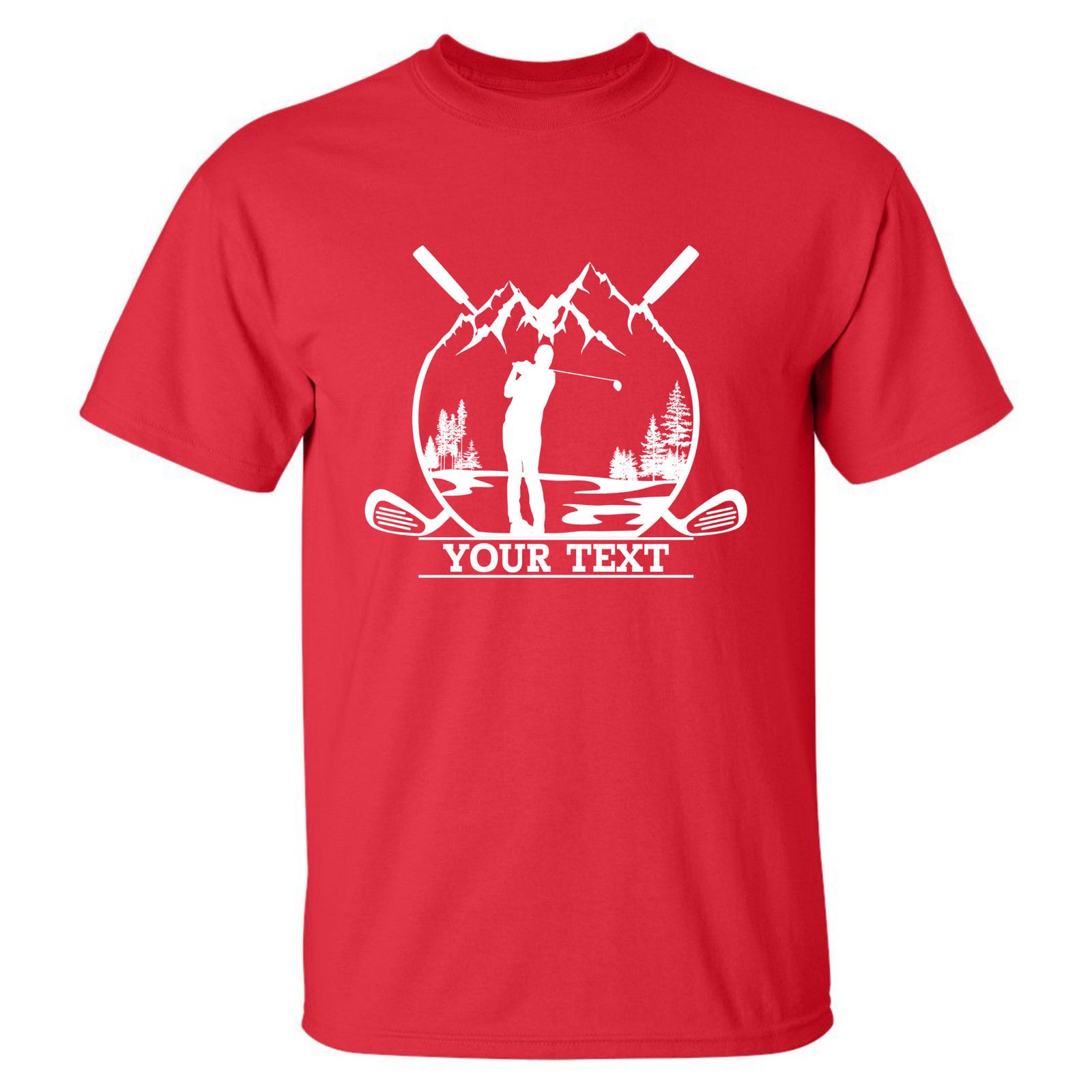 Gildan Personalized Golfer in Nature Scenery Custom Text T-Shirt Size US L / EU 52-54 / 3 - 18 Thumbnail