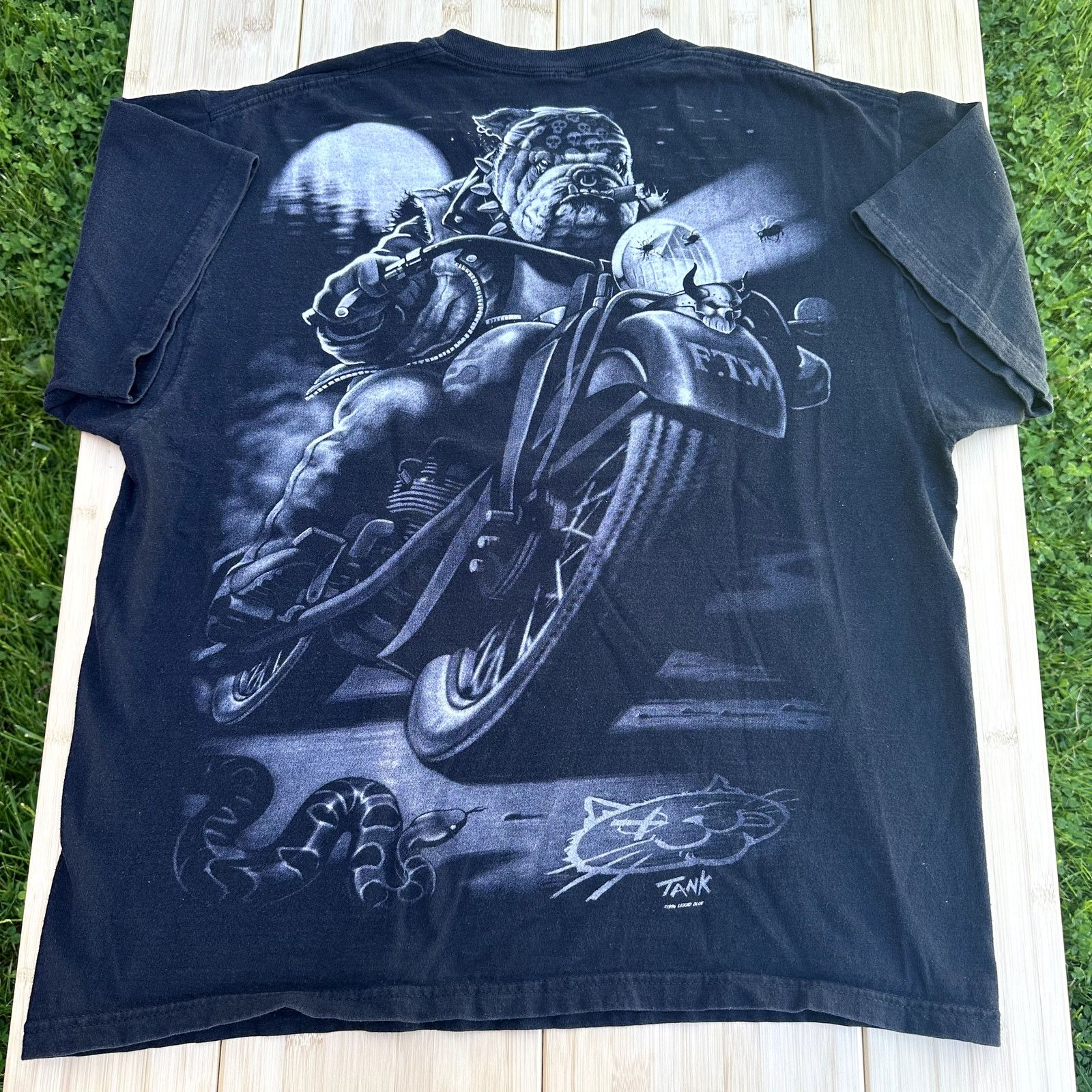 Japanese Brand × Liquid Blue Vintage Liquid Blue Bulldog Biker Shirt Cats Sucks XL Size US XL / EU 56 / 4 - 7 Thumbnail