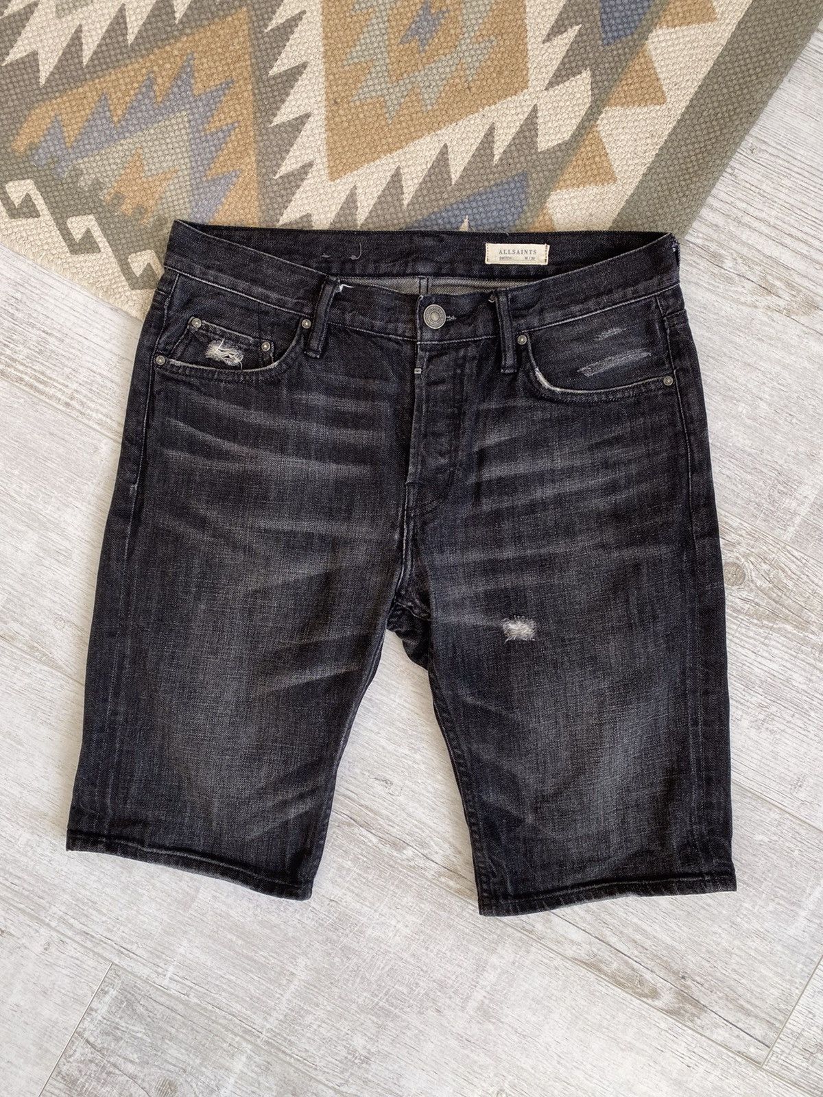 Allsaints Allsaints Cotton Distressed Washed Denim Shorts Size US 30 / EU 46 - 2 Thumbnail