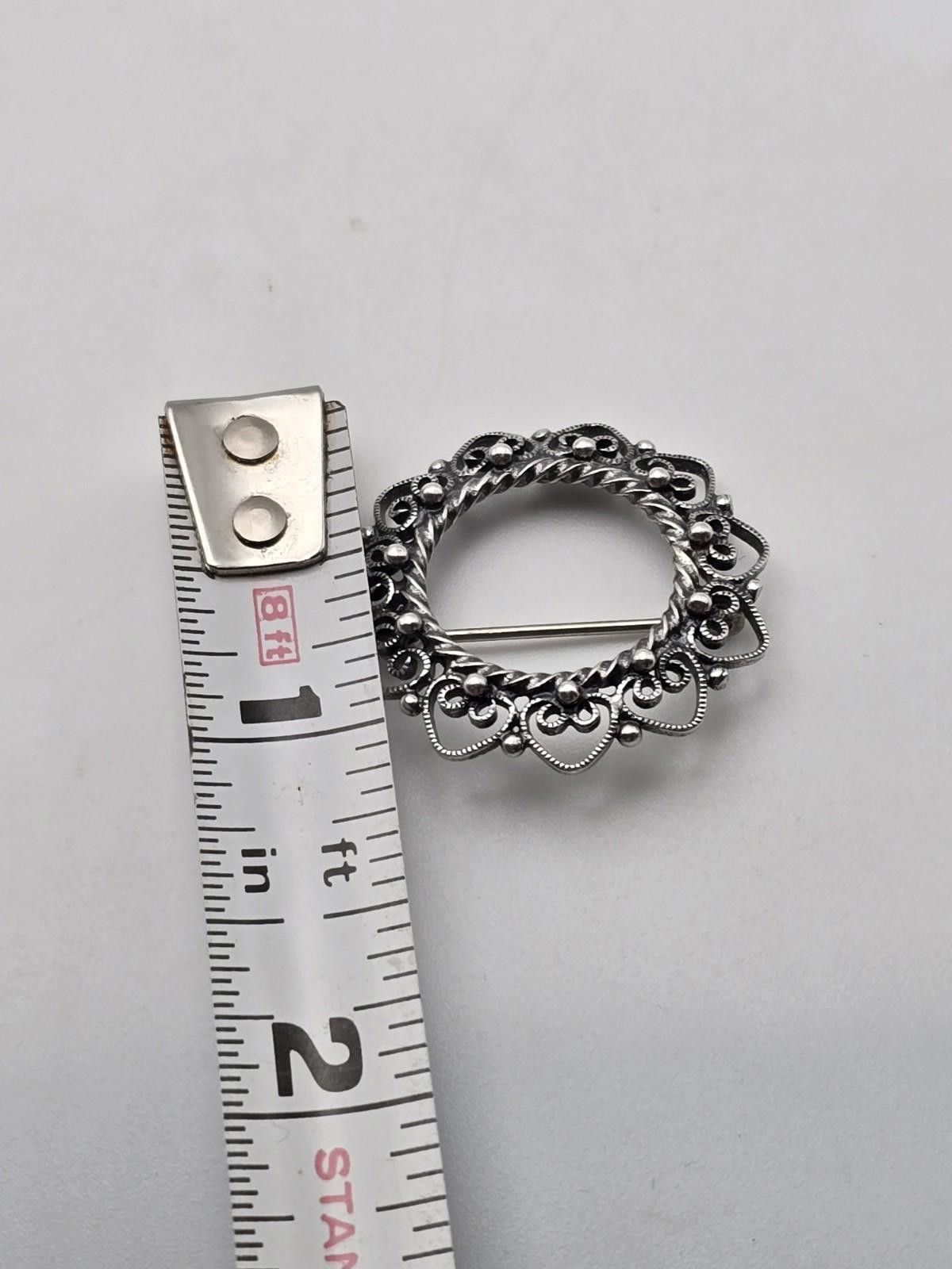 Other Vintage Danecraft Sterling Silver Wreath Brooch Pin 4g Size ONE SIZE - 4 Thumbnail