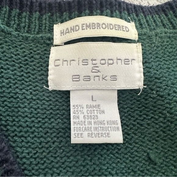 Other Vintage Christopher & Banks Hand Embroidered Forest Green Kn Size L / US 10 / IT 46 - 5 Thumbnail