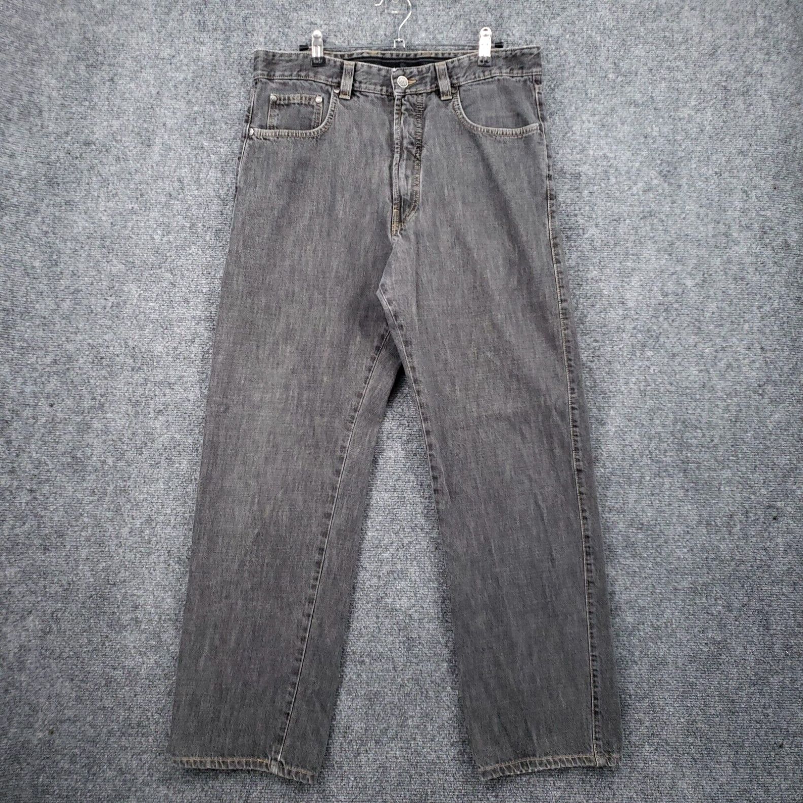 image of Ermenegildo Zegna Jeans Mens 33X29 Gray Straight Leg Italy Mid Rise Denim in White