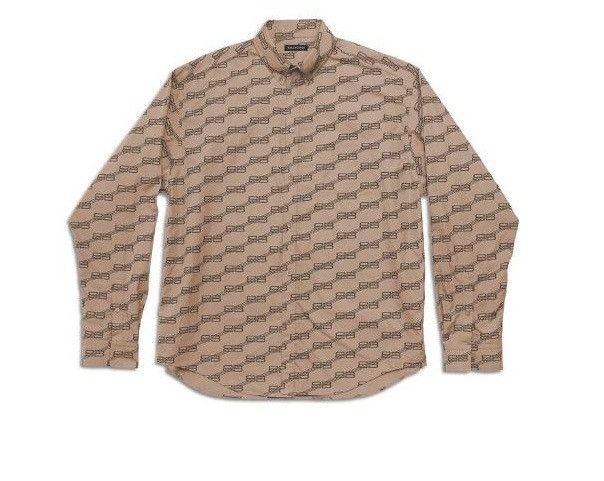 Balenciaga o1bcso1str0226 BB Monogram Shirt Large Fit In Brown Size US XXS / EU 40 - 1 Preview