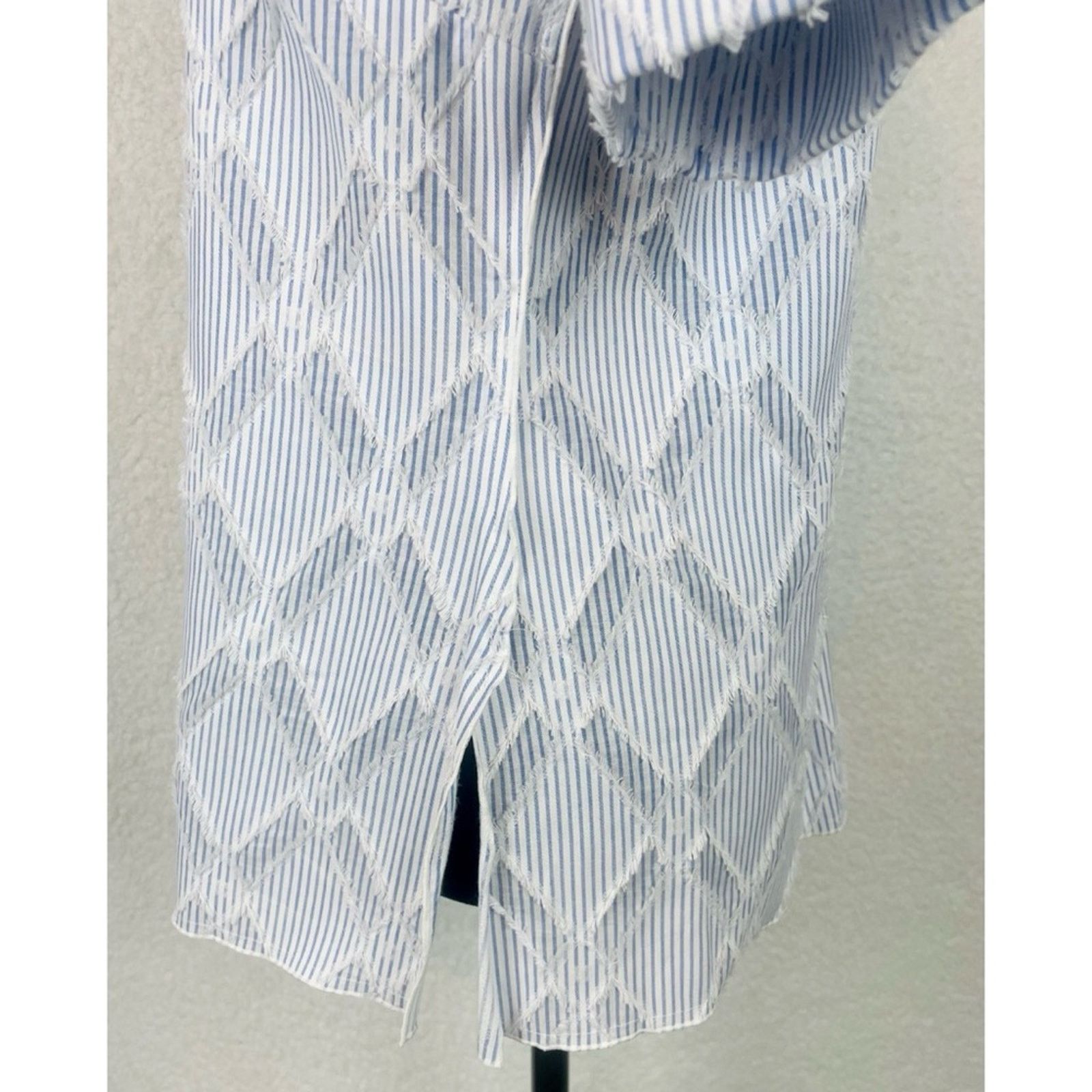 Derek Lam 10 Crosby DEREK LAM • 10 Crosby Striped Frayed Diamond Blouse Size S / US 4 / IT 40 - 7 Thumbnail