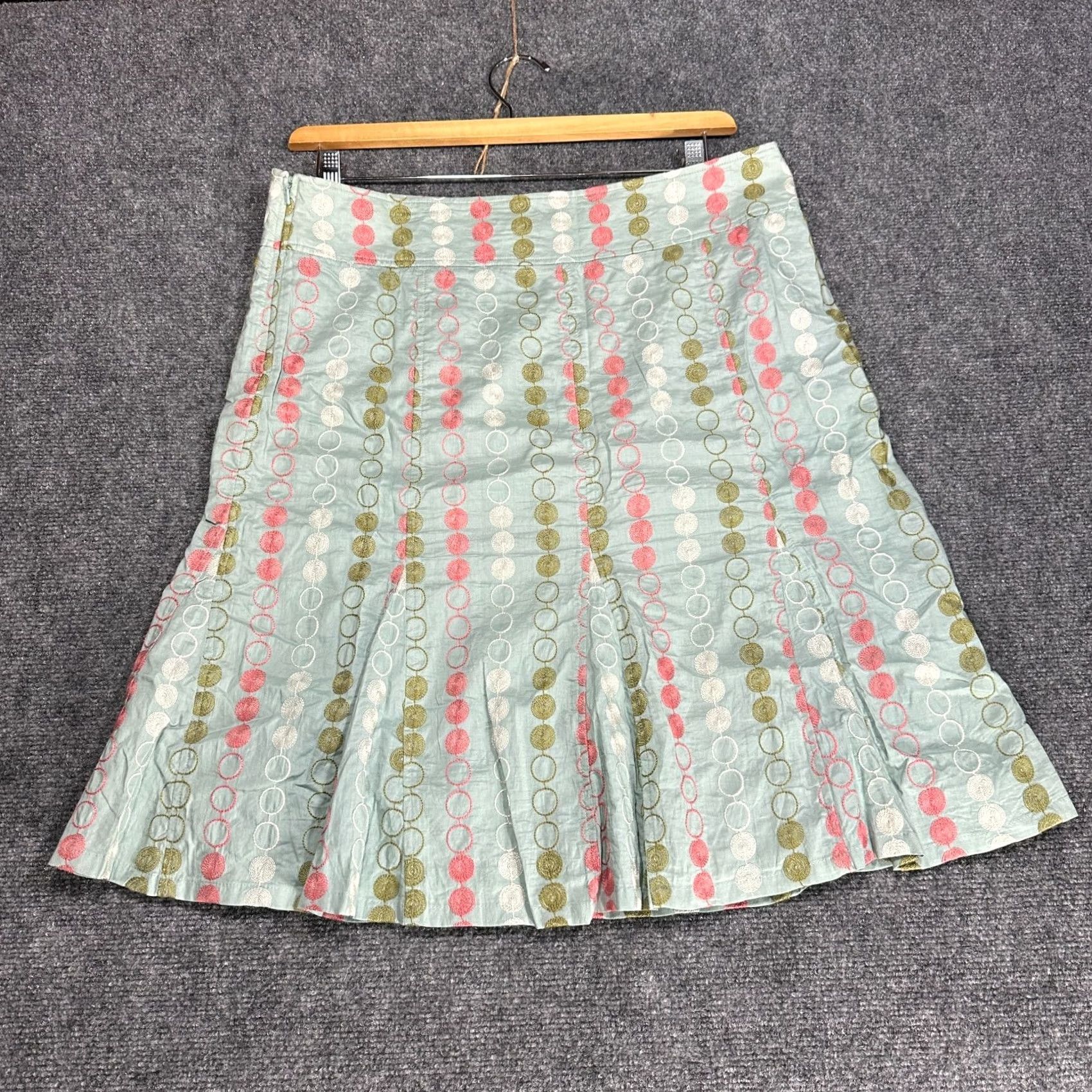 Vintage Gene Meyer Skirt Womens Size 12 Green Dot Cotton Aline Side Zip Lined Gored Hem Size 34" / US 12 / IT 48 - 5 Thumbnail