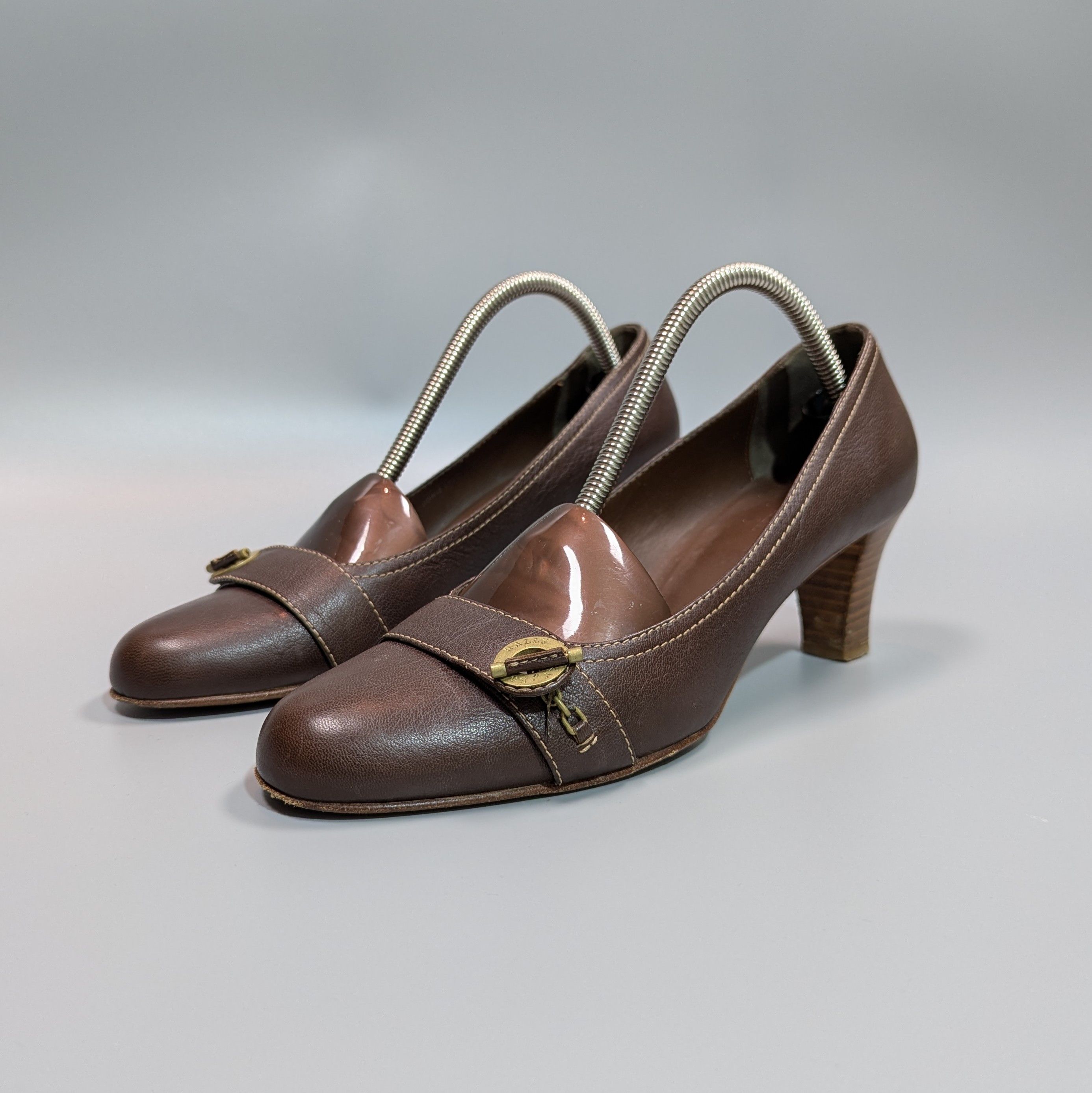 Bally BALLY Women's Leather Brown Open Luxury Shoes Size US 10.5 / IT 40.5 - 2 Thumbnail