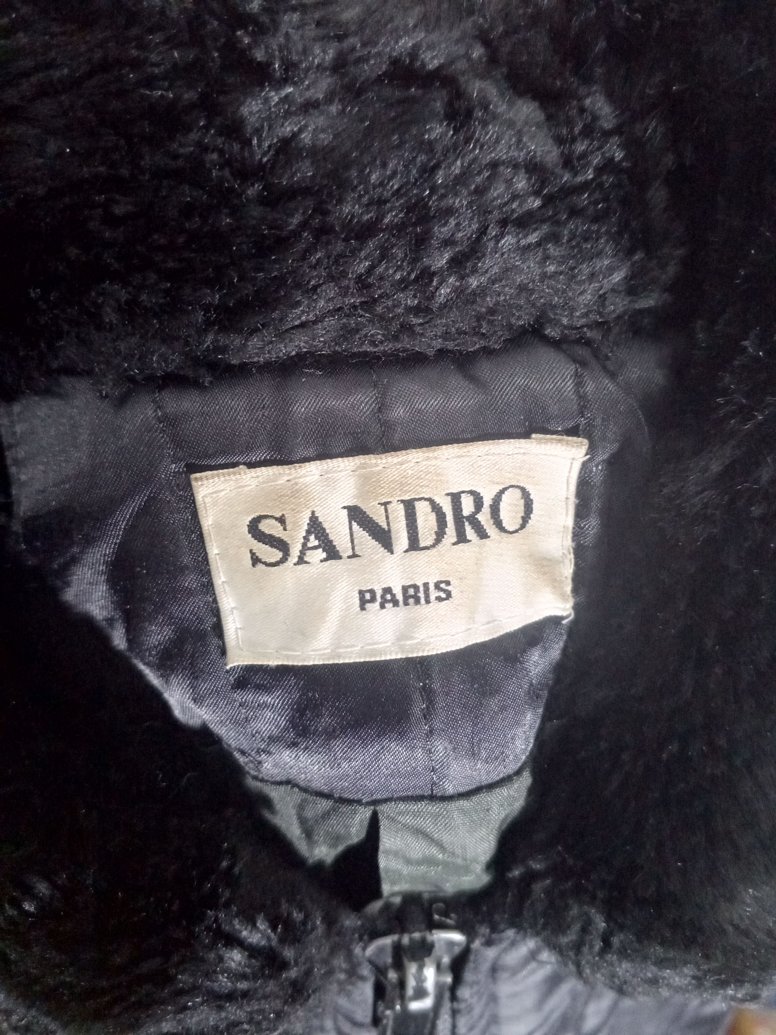 Sandro × Vintage Sandro Jacket Black Winter Fur Collar Jacket Size L / US 10 / IT 46 - 6 Thumbnail