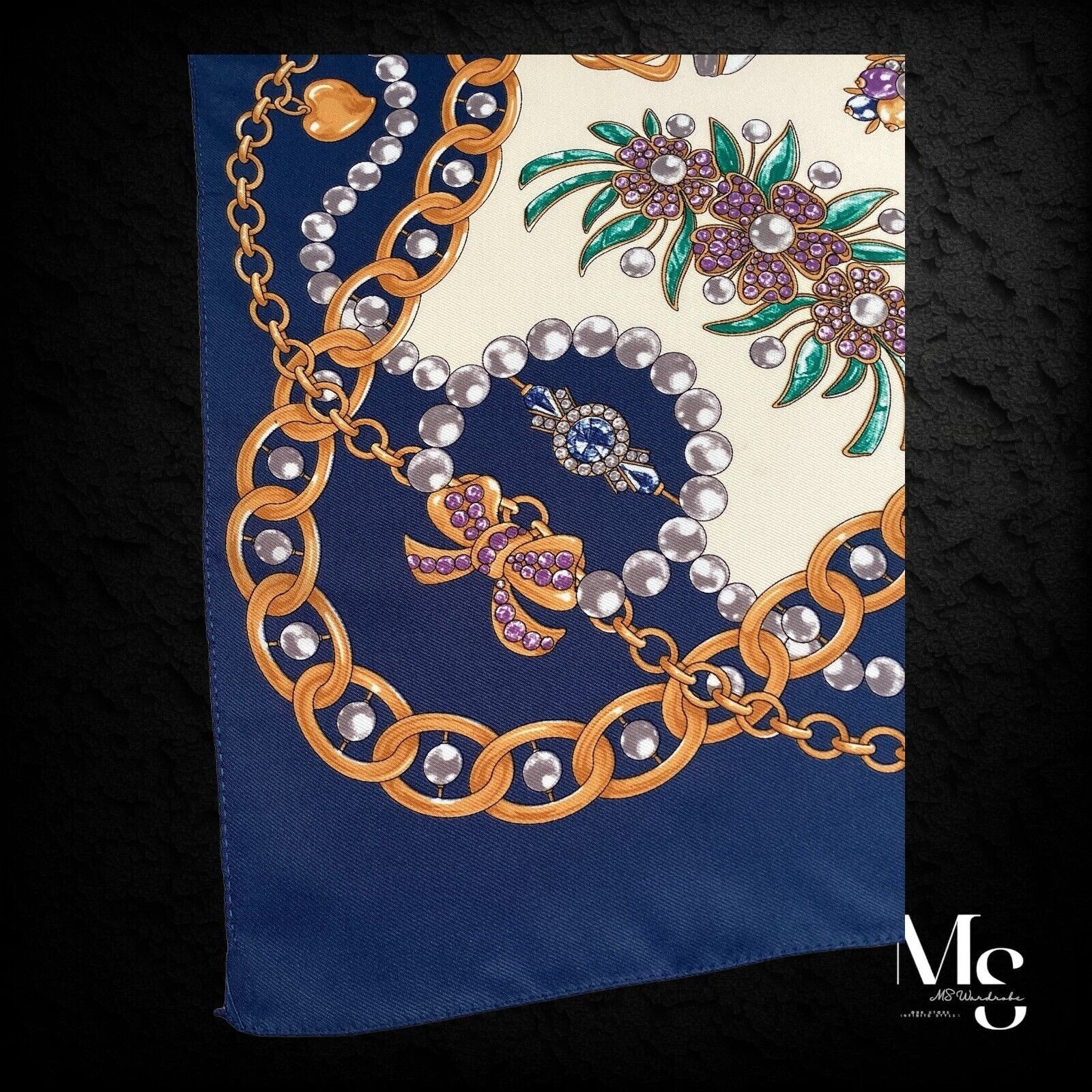 Other MEDITERRANEA White Jewelry Print Polyester Scarf Italy Size ONE SIZE - 3 Thumbnail