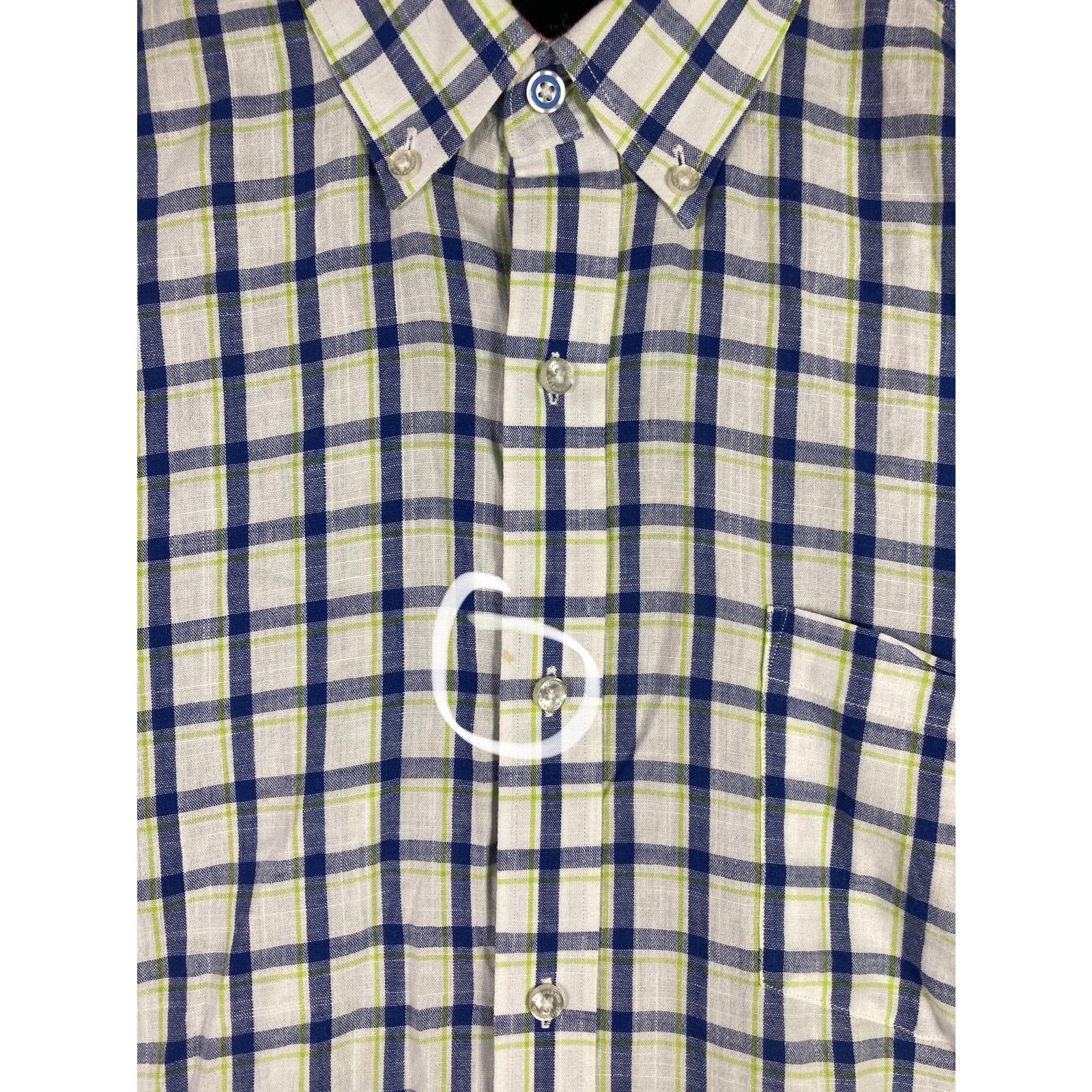 Tailorbyrd Tailorbyrd Men's Button Down Shirt White & Blue Plaid Size L Size US L / EU 52-54 / 3 - 2 Thumbnail