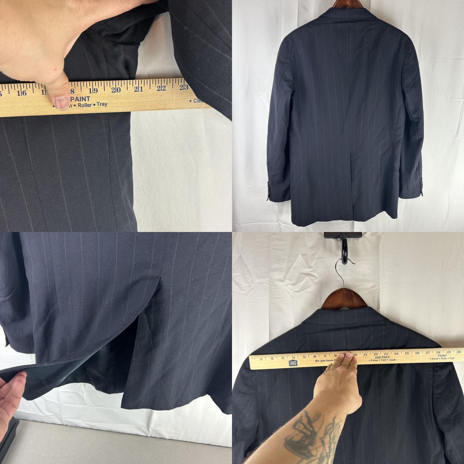 Ralph Lauren VINTAGE Ralph Lauren Polo University Club Suit Jacket Mens 42 Blue Pinstripe Wool 90s Two-Button Notch Lapel Singles Front Button Size US XL / EU 56 / 4 - 9 Thumbnail