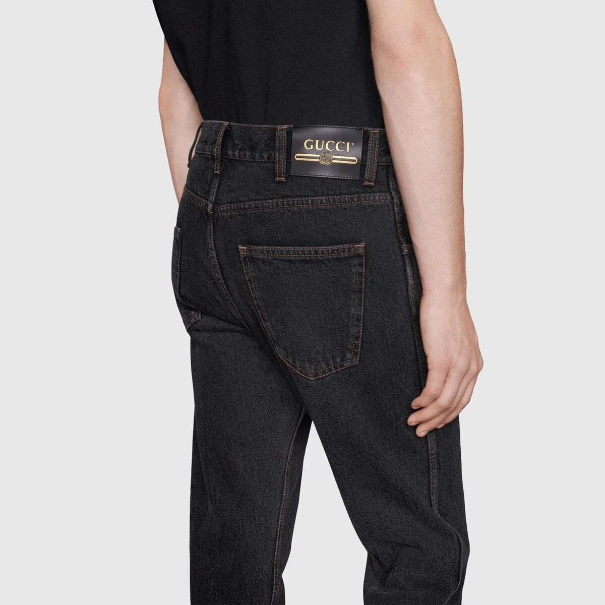 Gucci o1mt1gz0725 Tapered Eco Stonewashed Denim Pant in Black Size US 33 - 6 Thumbnail