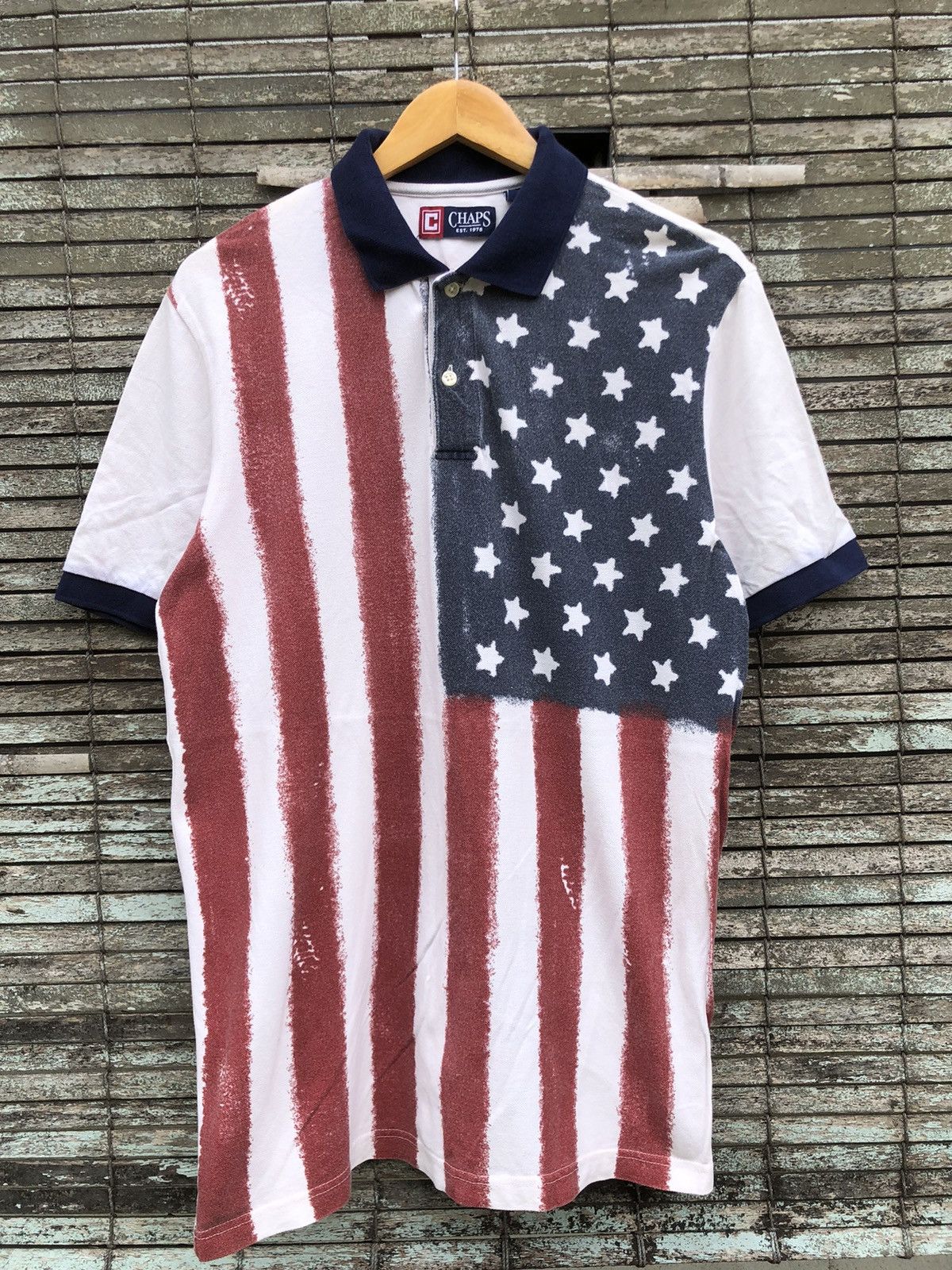 Vintage Vintage Chaps American Flag Polo Shirt Size US L / EU 52-54 / 3 - 1 Thumbnail