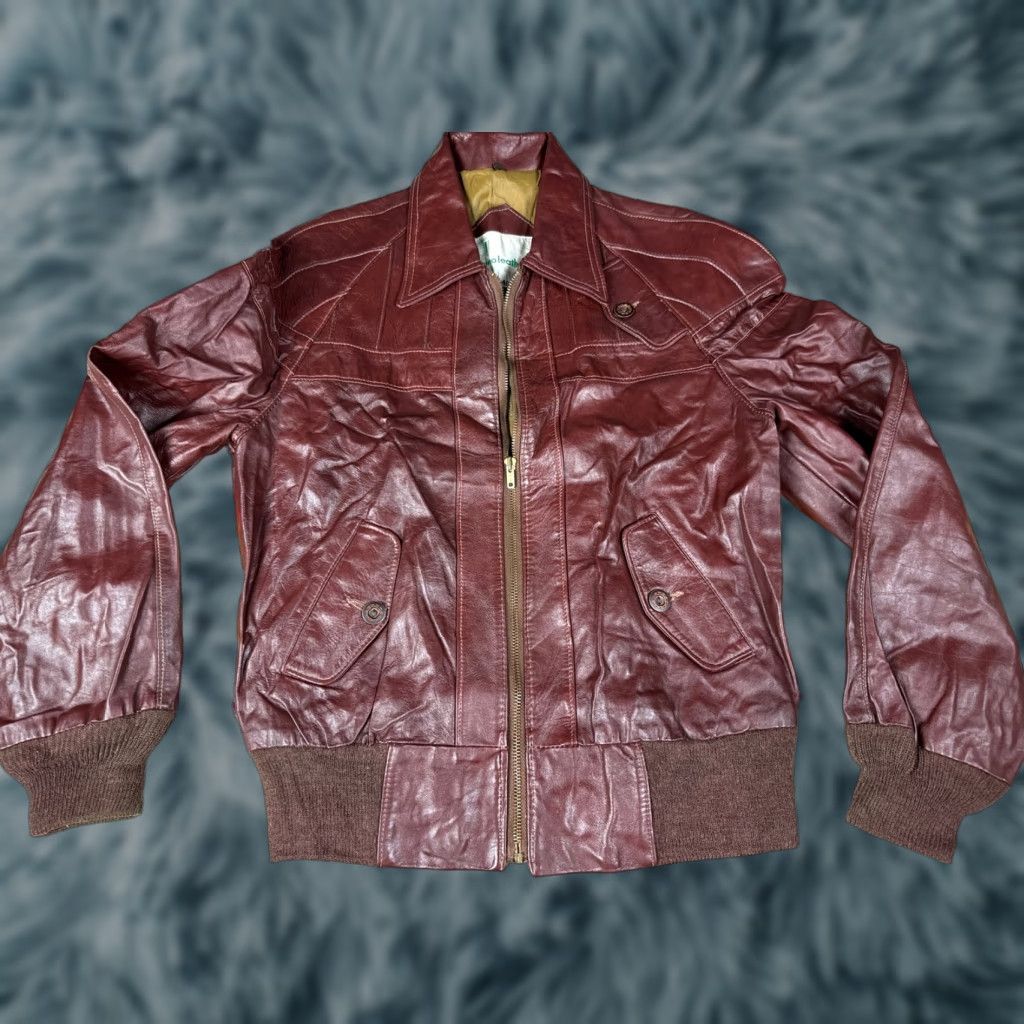 Vintage VINTAGE Gino Leathers Bomber Jacket Men's Brown Leather Sz 40 Moto Talon Zippers Brown 40 Mens Jackets Size US XXS / EU 40 - 1 Thumbnail