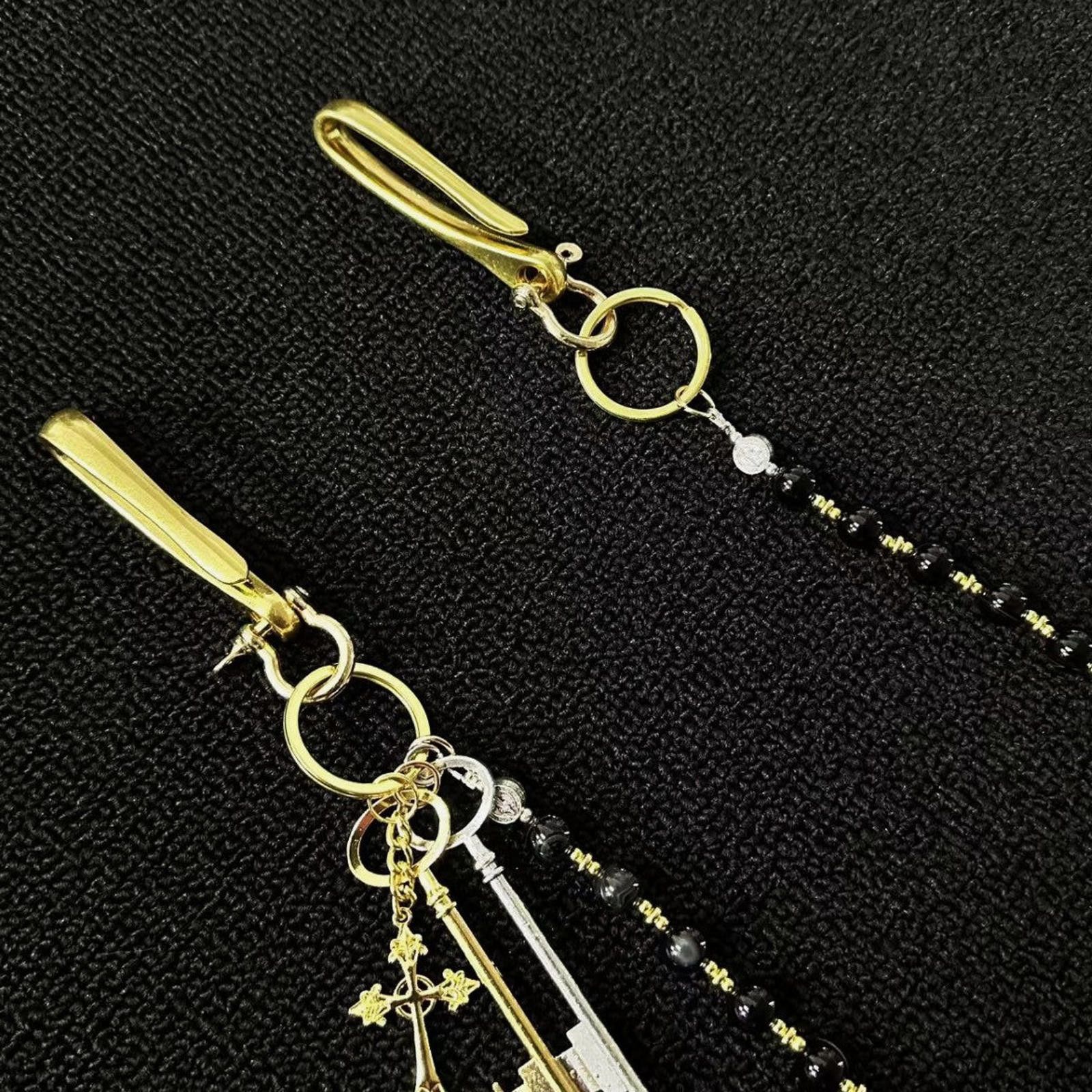 Jewelry Black Beaded Gold Keychain Chain for Men, Stylish Accessory Size ONE SIZE - 4 Thumbnail