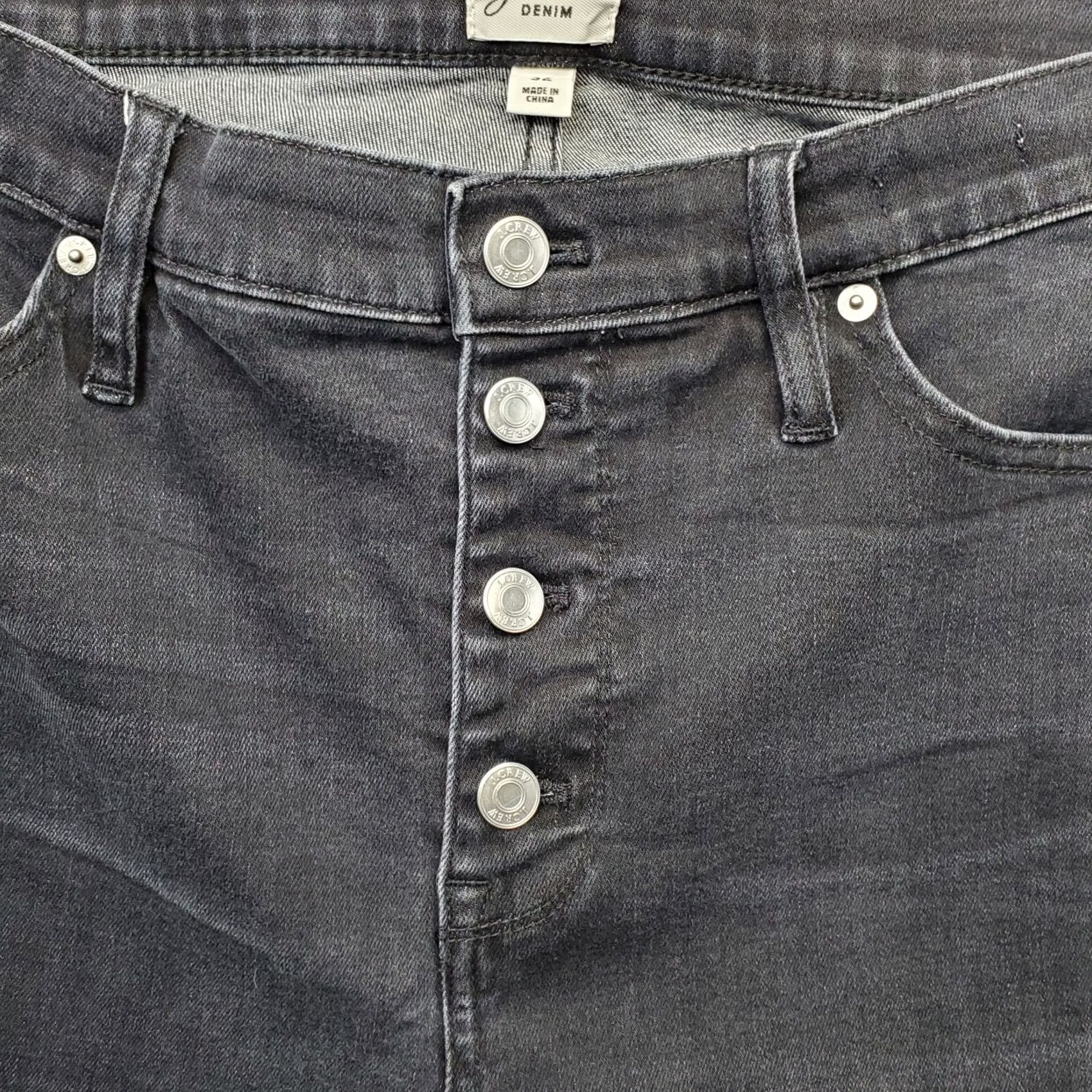J.Crew J.CREW Bootcut Jeans Womens Size 32 Black Denim Cotton Frayed Hem 4-Button Fly Size 24" / US 00 / IT 34 - 3 Thumbnail