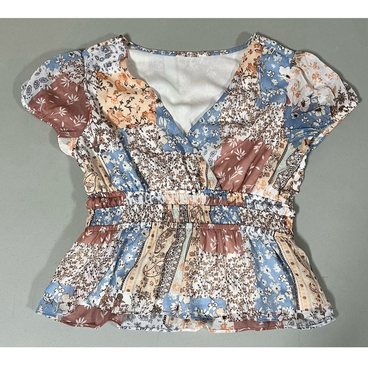 Free People Orange Paisley Floral Babydoll Shirt Top Blouse Size S 🌼✨ Size S / US 4 / IT 40 - 1 Thumbnail