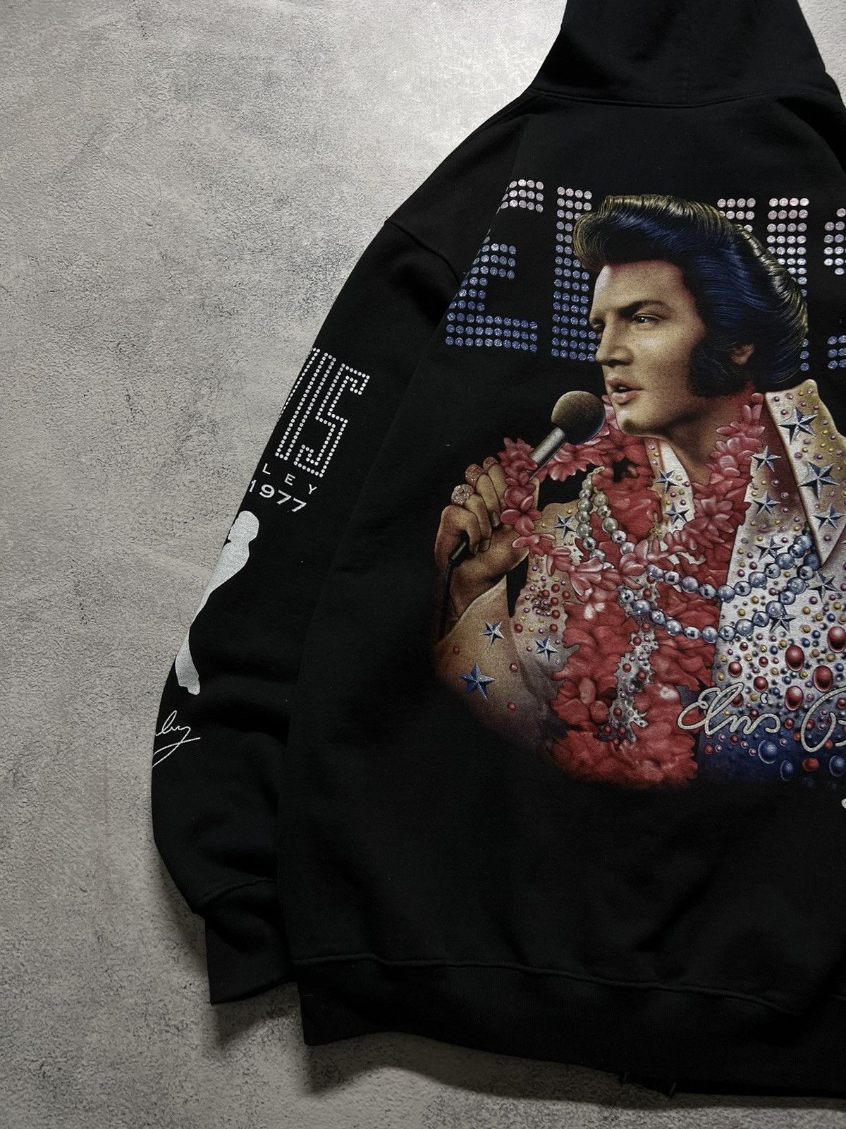 Band Tees × Vintage Vintage Elvis Presley 🖤 Faded All Over Print Zip Hoodie 90’s Size US XL / EU 56 / 4 - 15 Thumbnail
