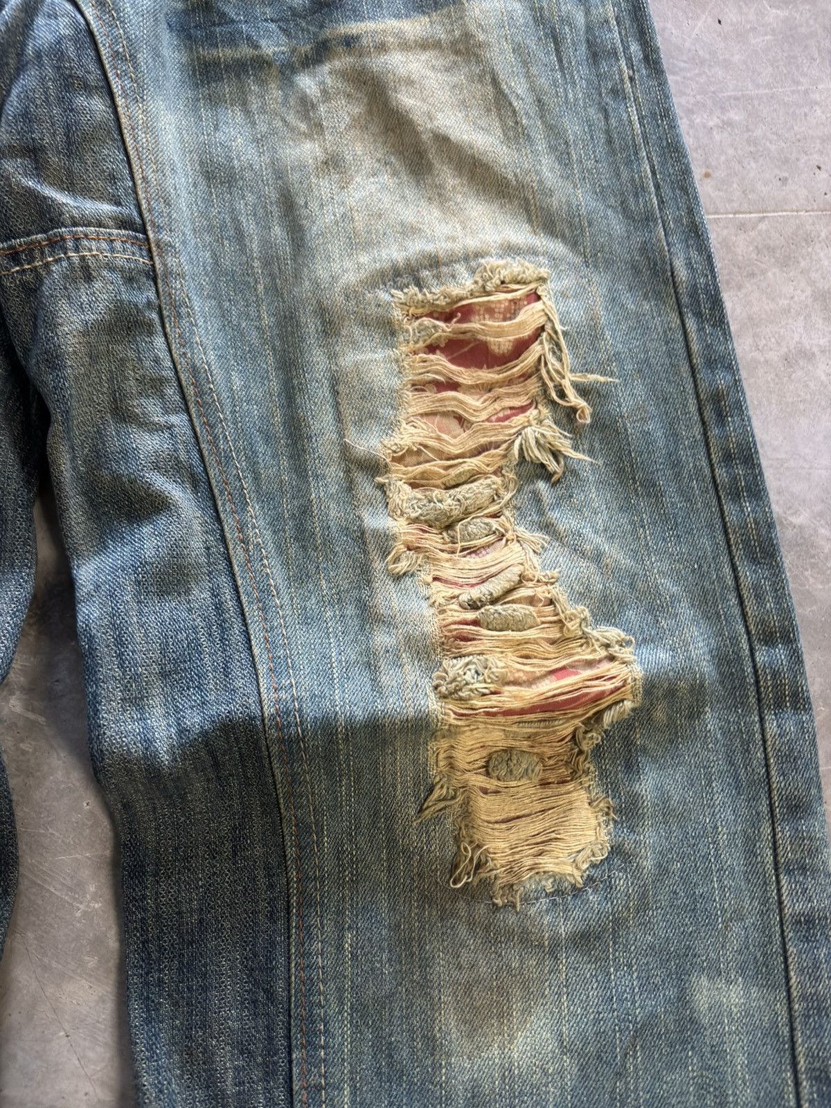 Hysteric Glamour × If Six Was Nine × Japanese Brand GUMU distressed japanese denim sakura sukajan sick mud wash Size US 31 - 11 Thumbnail