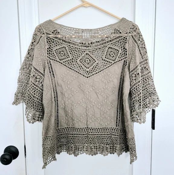 Other Democracy Embroidered Crochet Short Sleeve Top NWOT Size S / US 4 / IT 40 - 7 Thumbnail