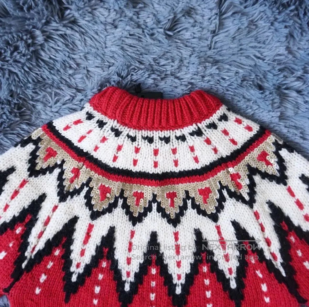 Saint Laurent Paris Saint Laurent Red Christmas Wool Sweater. Size XS / US 0-2 / IT 36-38 - 5 Thumbnail