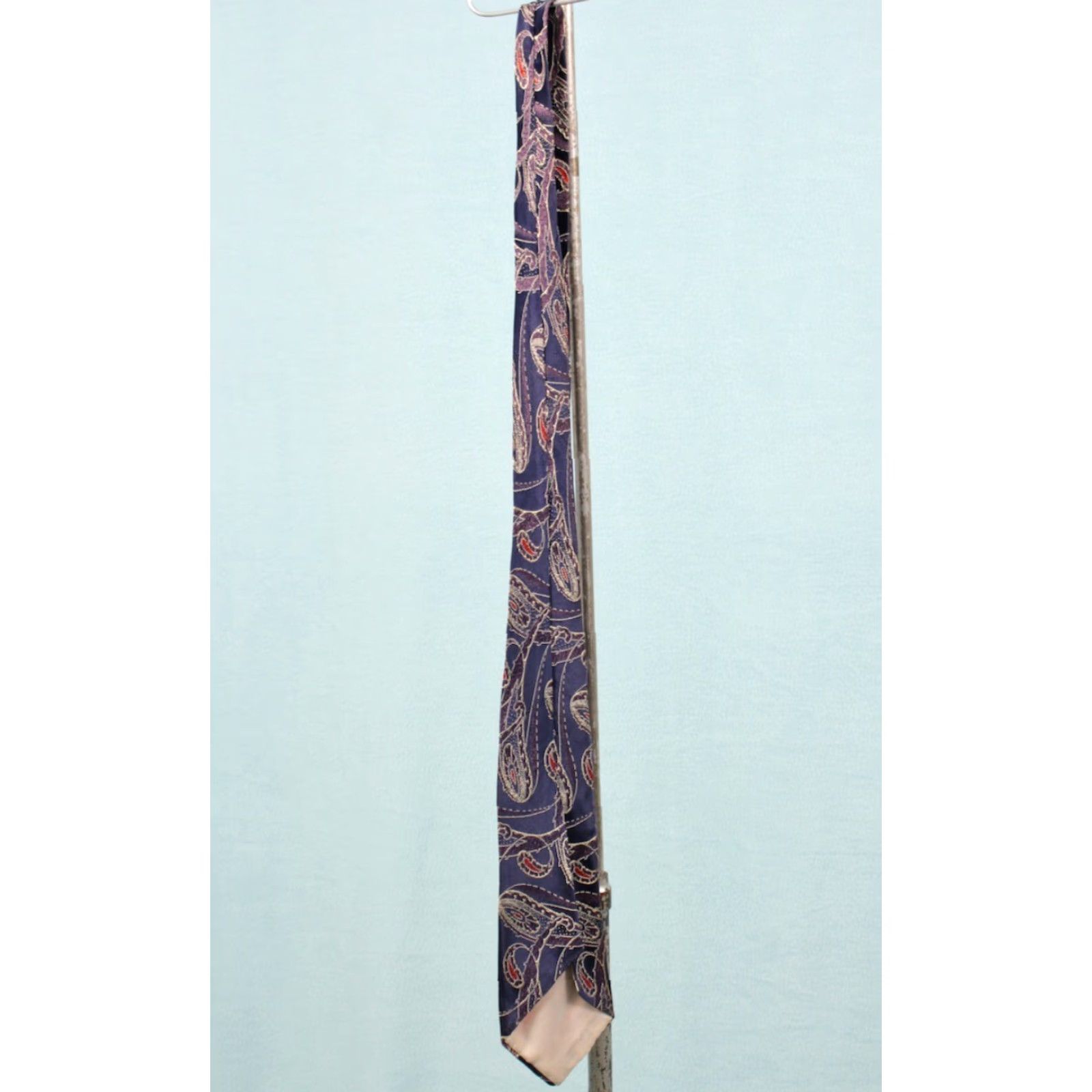 Vintage VTG 1930s Necktie Blue Paisley Pattern 30s Tie Men's Shirt Size ONE SIZE - 6 Thumbnail