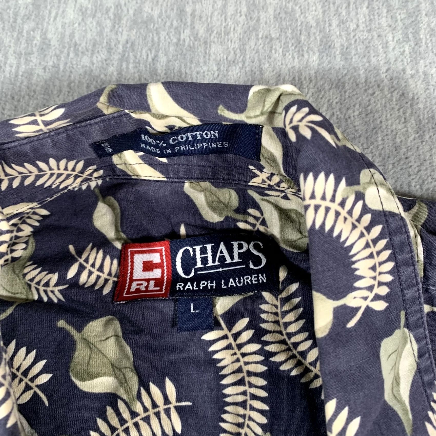 Ralph Lauren Chaps Ralph Lauren Shirt Mens L Blue Leaf Hawaiian Button Down Short Sleeve Collar Pocket Size US L / EU 52-54 / 3 - 5 Thumbnail