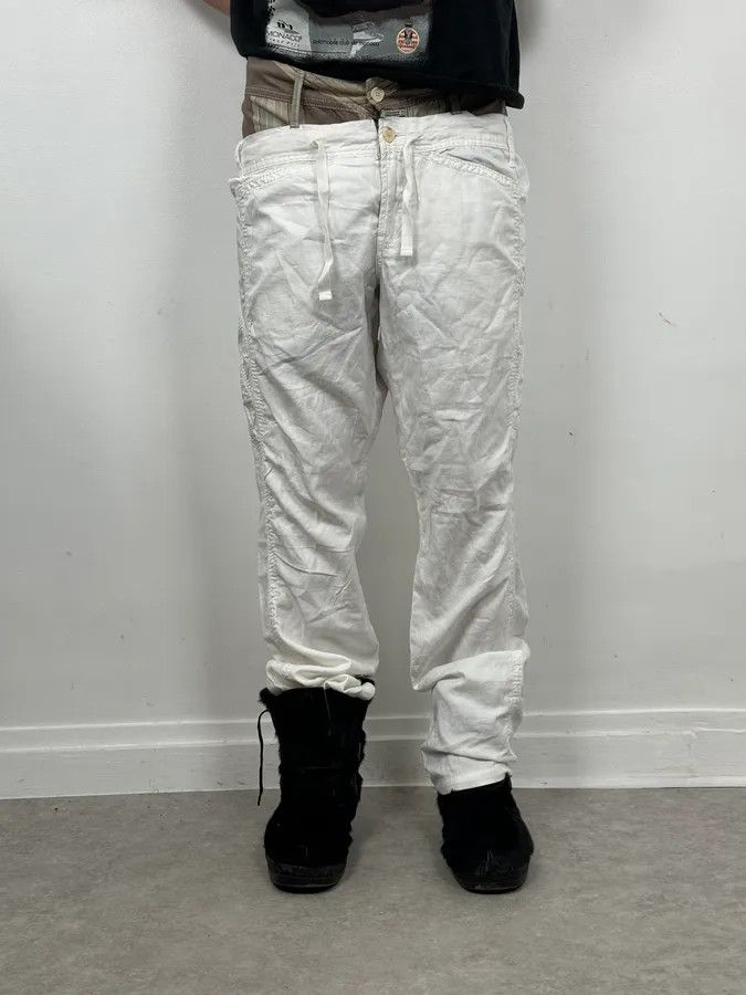 Marithe + Francois Girbaud 2000s Marithé + François Girbaud Double Waisted Biege Plad and Light White Pants Size US 34 / EU 50 - 1 Thumbnail