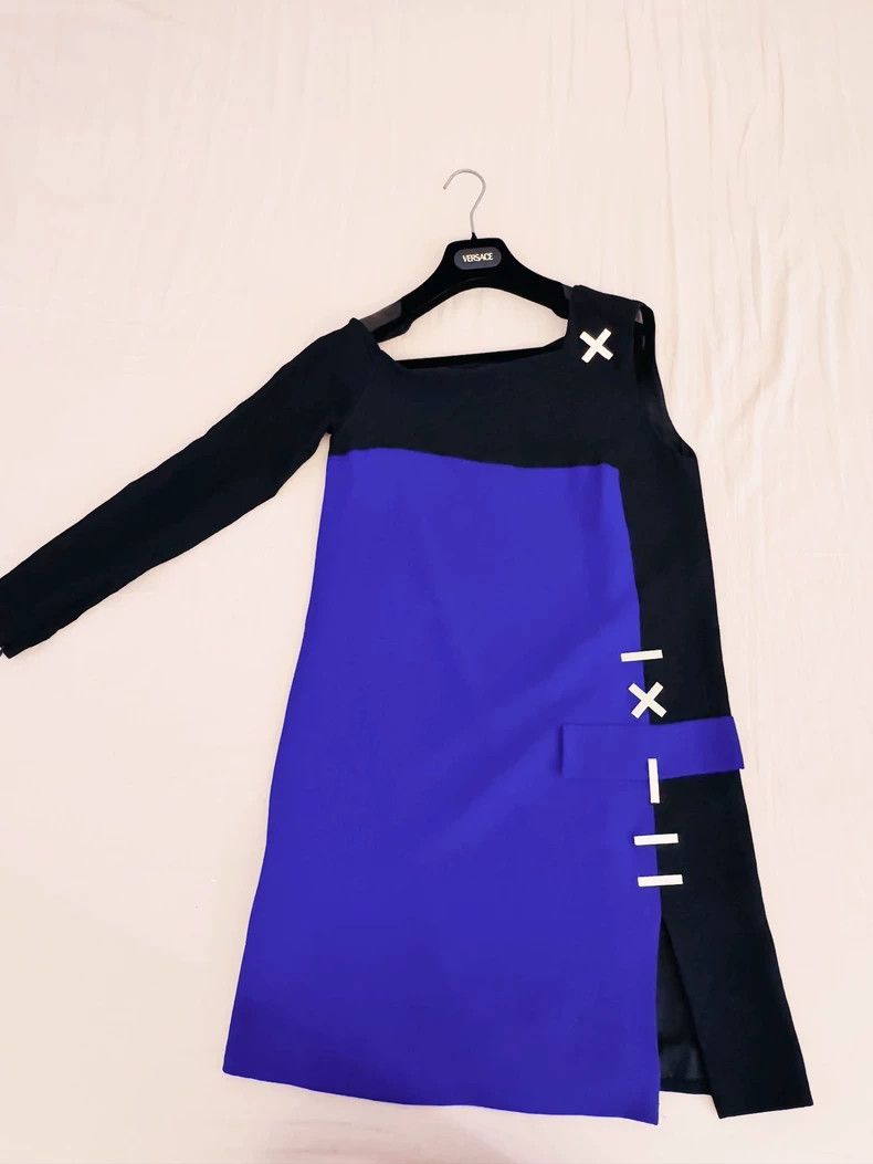 Versace Versace mulberry silk contrast dress dress Size L / US 10 / IT 46 - 1 Thumbnail