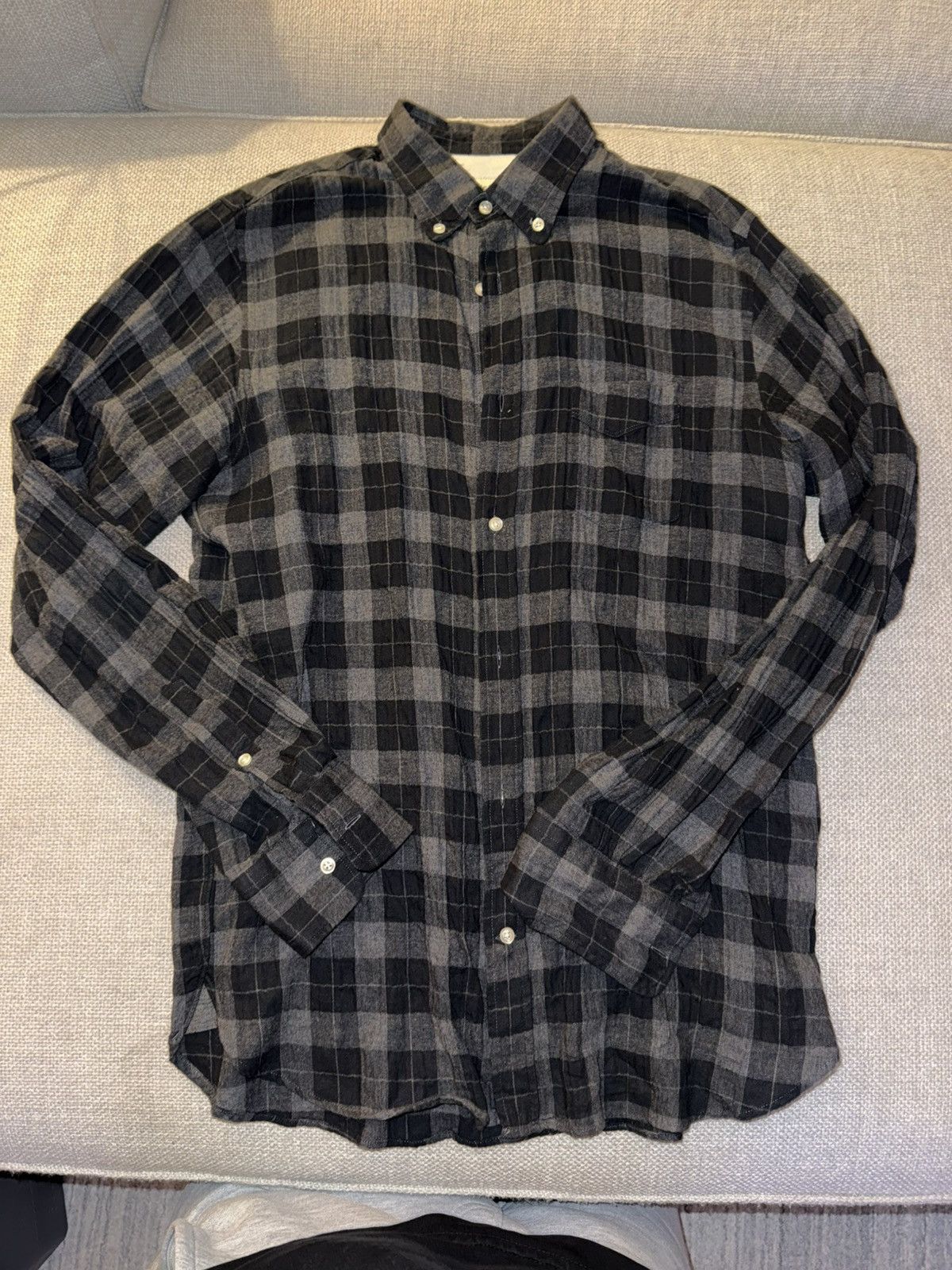 Officine Generale Officine Générale Plaid Flannel Shirt — Grey/Black | Size M Size US M / EU 48-50 / 2 - 1 Thumbnail