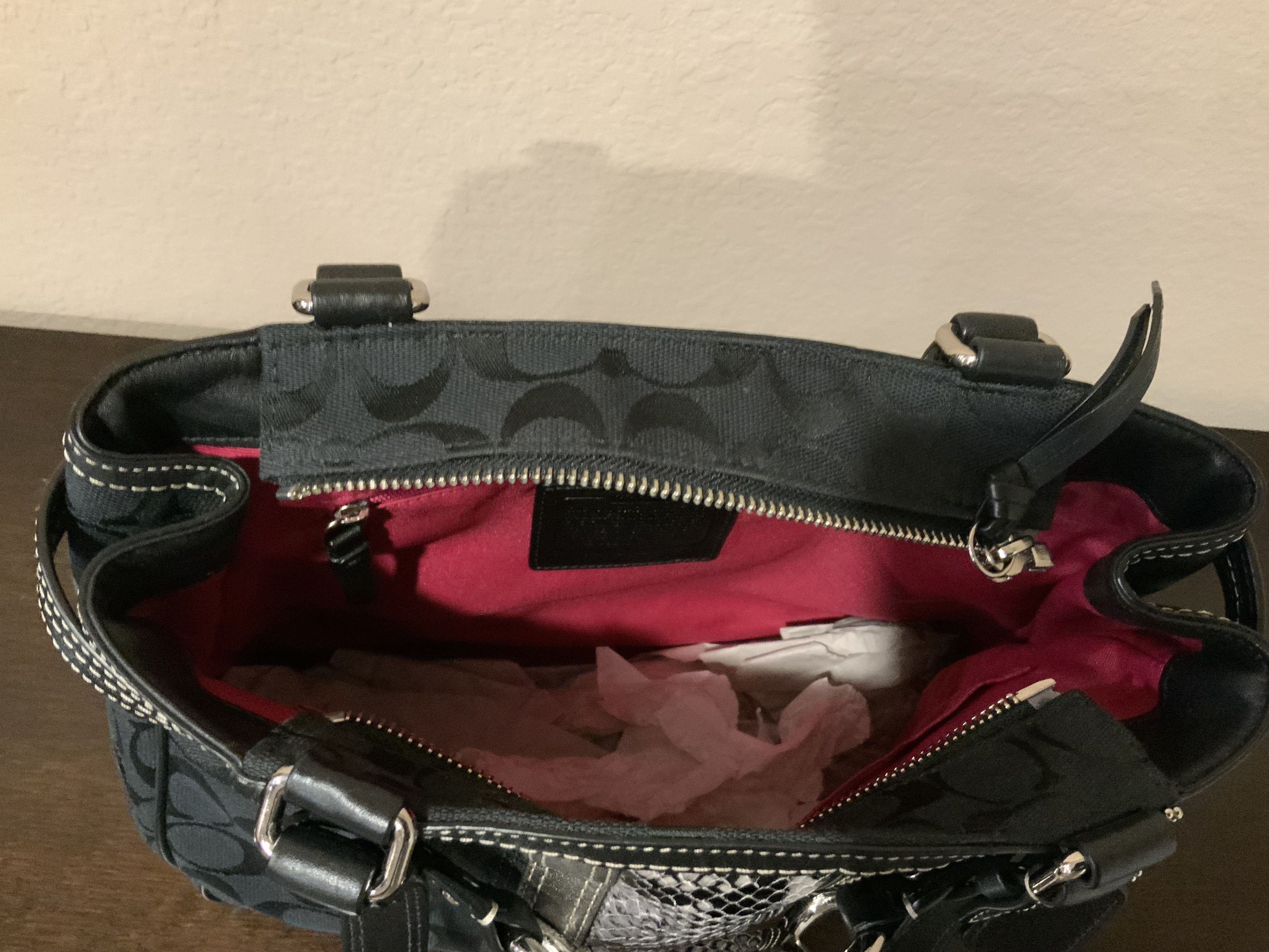 Coach Coach SV/Black/Gray, F13993 SBKGY, Nancy Strp Tote Size ONE SIZE - 6 Thumbnail