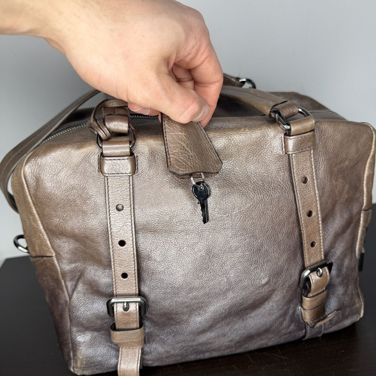 Prada Prada Milano Shoulder Handle Bag Brown Leather with Padlock Size ONE SIZE - 10 Thumbnail