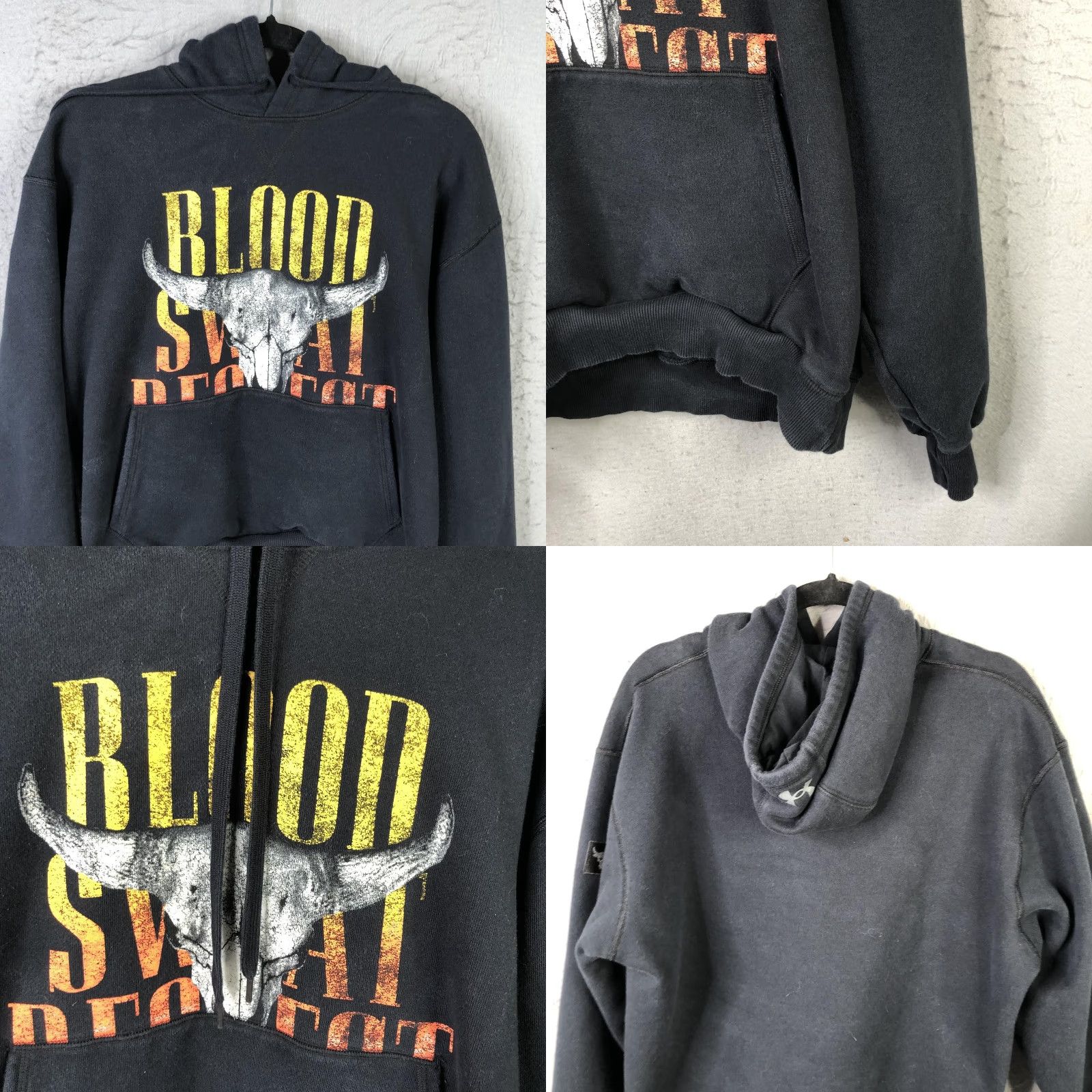 Under Armour Under Armour Hoodie Mens Large Black Blood Sweat Respect Pullover Graphic Print Hooded Sweatshirt with Pockets Size US L / EU 52-54 / 3 - 8 Thumbnail